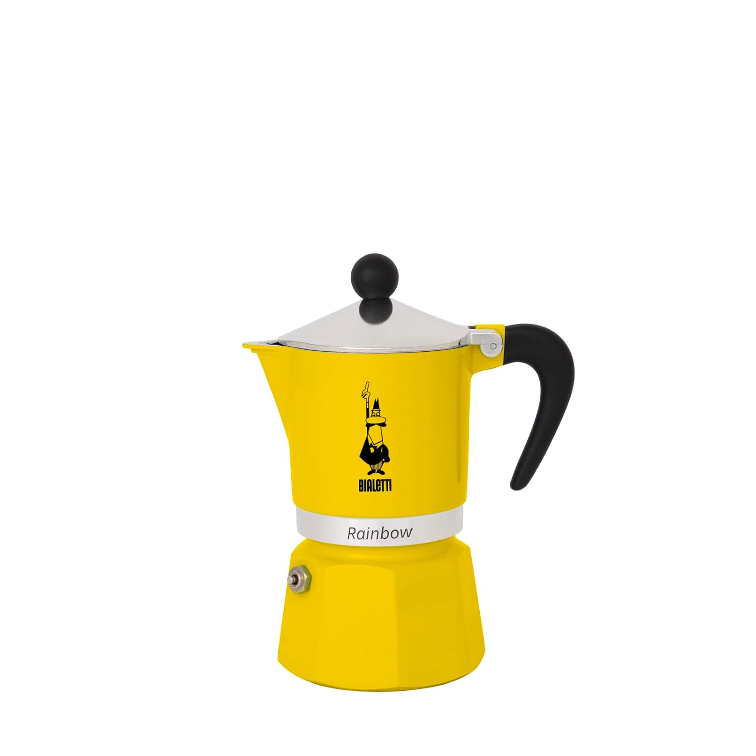 Bialetti - Rainbow: 3 Cups Ocak Üstü Espresso Pişirici - 130ml - Sarı Renk - Alüminyum Gövde - Patentli Güvenlik Valfi - Tüm Ocak Türleri İçin Uygundur (İndüksiyon Hariç)