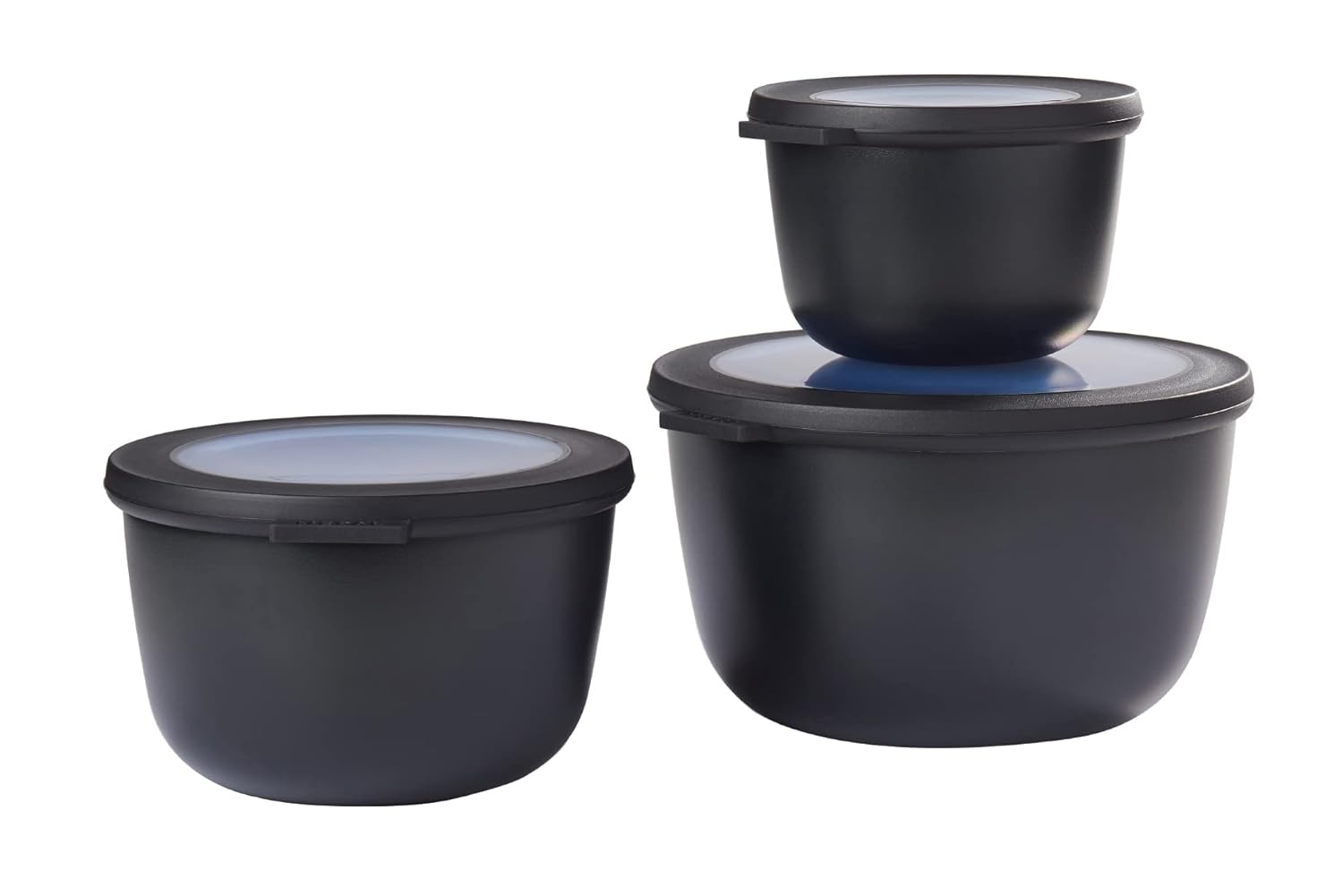 Mepal Cirqula 3 parçalı çok kaseli set yuvarlak İskandinav siyahı - 350, 750 ve 1250 ml, derin dondurucu kavanozu, mikrodalga kapları ve kapaklı servis kasesi olarak kullanılabilir