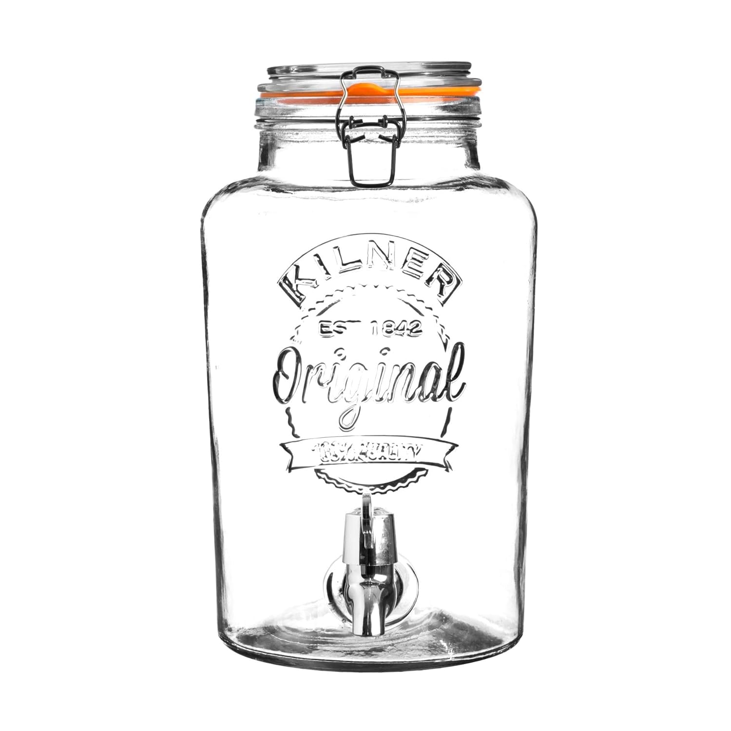 Kilner Clip Top 5 litre yuvarlak cam içecek dağıtıcı hediye-Box, şeffaf
