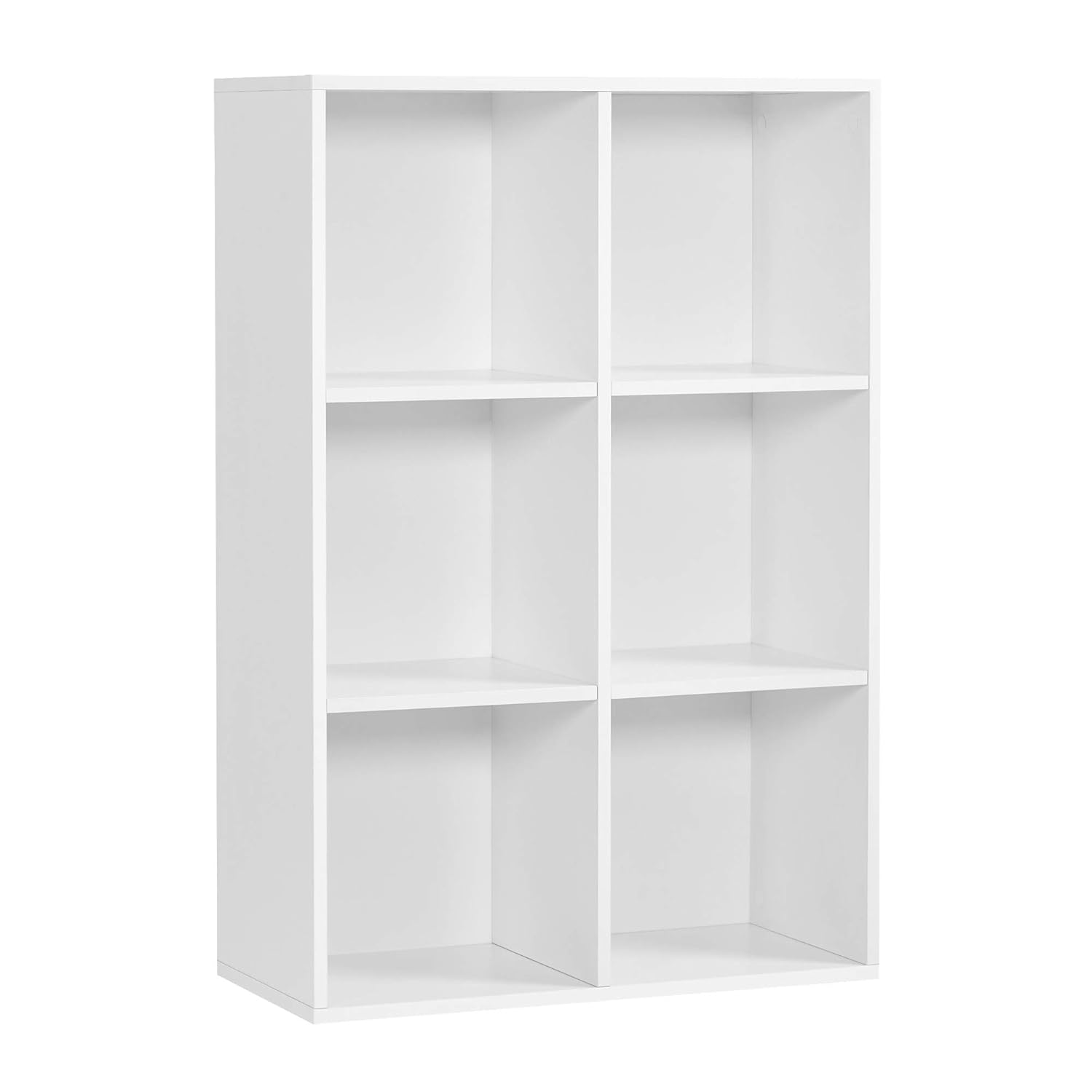 VASAGLE 6 Bölmeli Kitaplık, Ahşap Raf, Küp Raf, Depolama Rafı, 65,5 x 97,5 x 30 cm, Beyaz, Lbc203D
