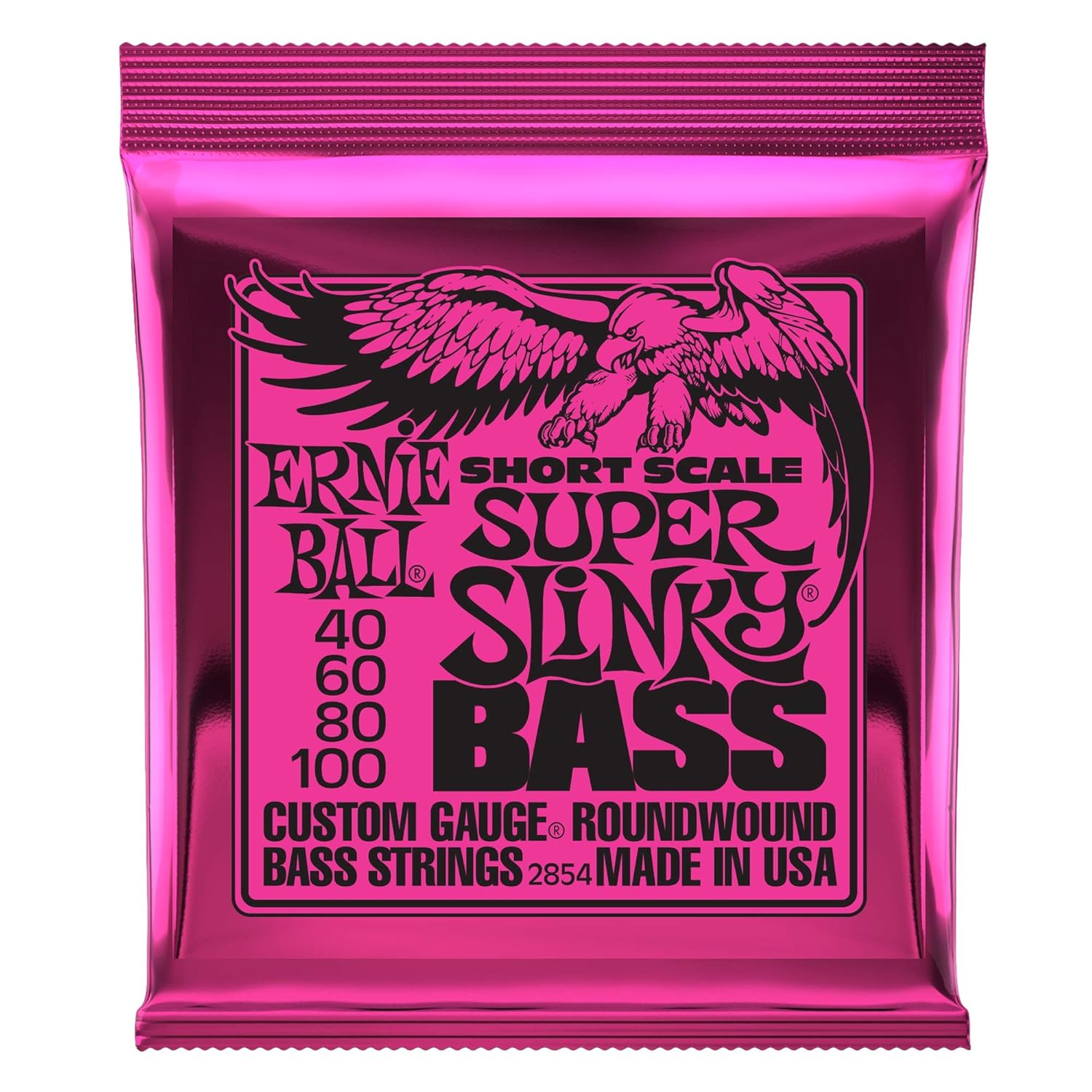 Ernie Ball P02854 Süper Slinky Nikel Yara Kısa Ölçekli Bas Telleri, Ölçü 45-100