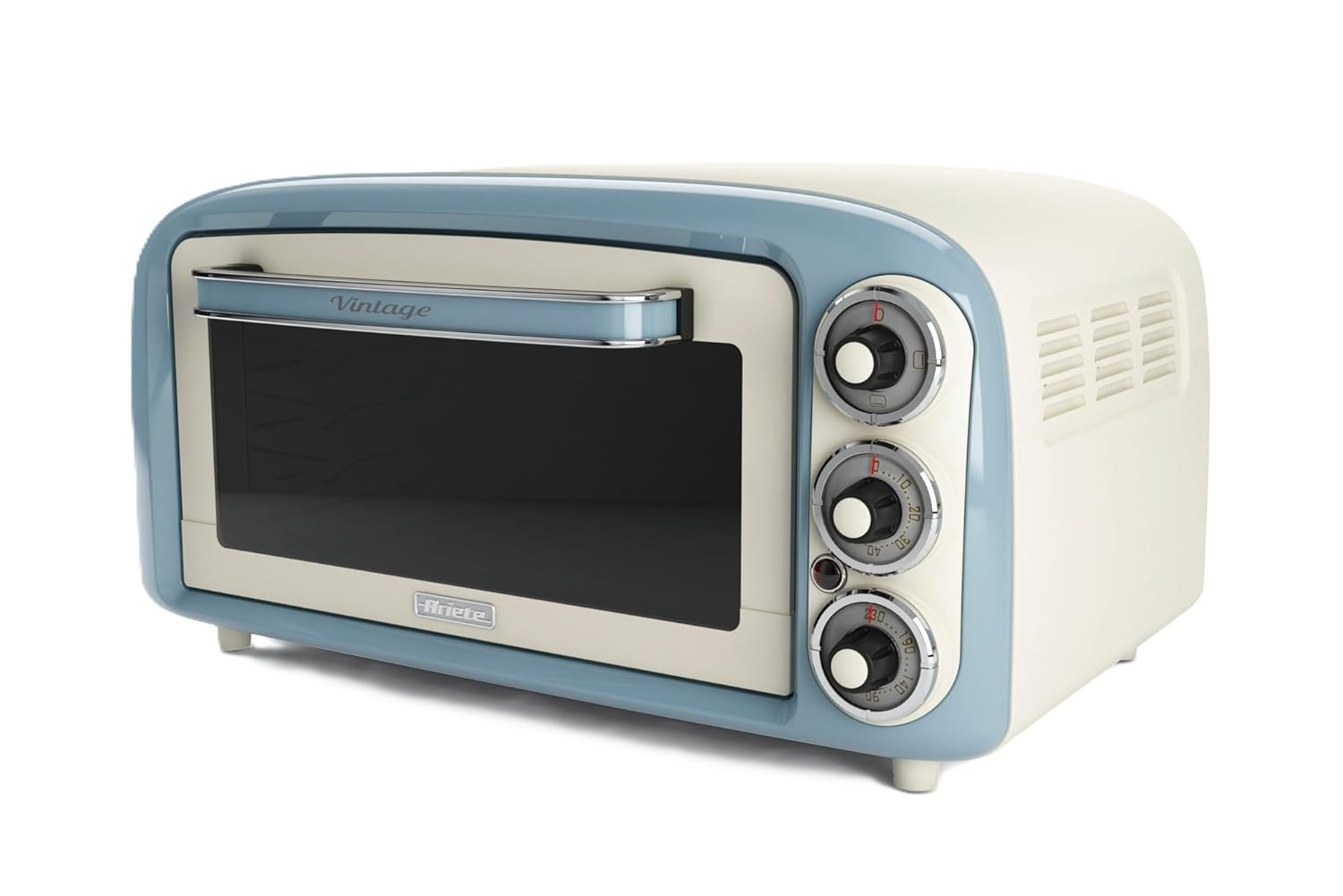 Ariete Vintage Fırın Mavi 0979/05 - Pizza Fırını, 1380 Watt, 18 Litre Kapasite, 3 Pişirme Fonksiyonu, Paslanmaz Çelik Hazne, 60 Dakika Zamanlayıcı, Çift Cam, 230°C ye Kadar Sıcaklık, Kolay Temizleme