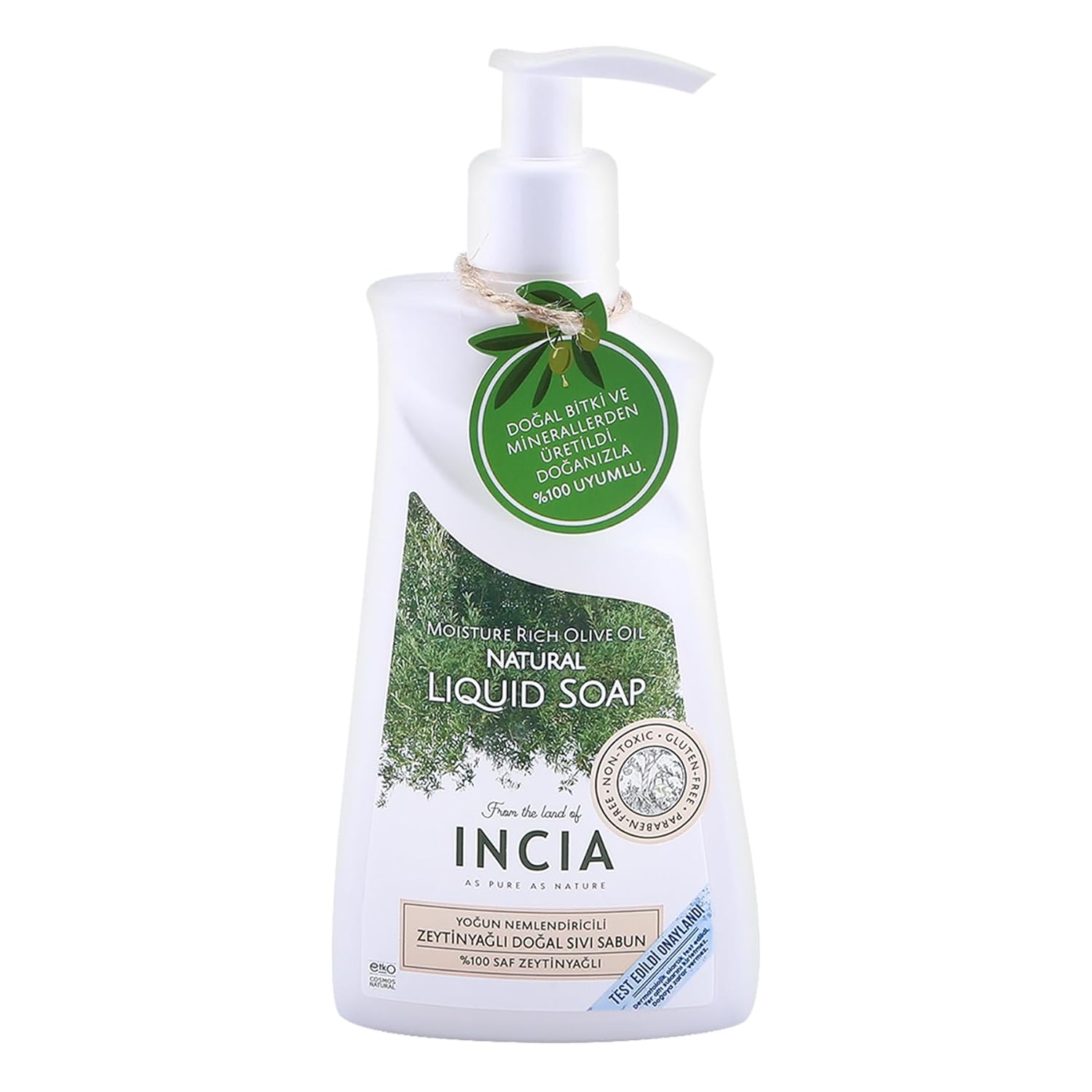 INCIA%100 Doğal Sıvı Kastil Sabunu Yoğun Nemlendirici Zeytinyağlı 10 Bitkisel Değerli Yağ Vegan 250 ml