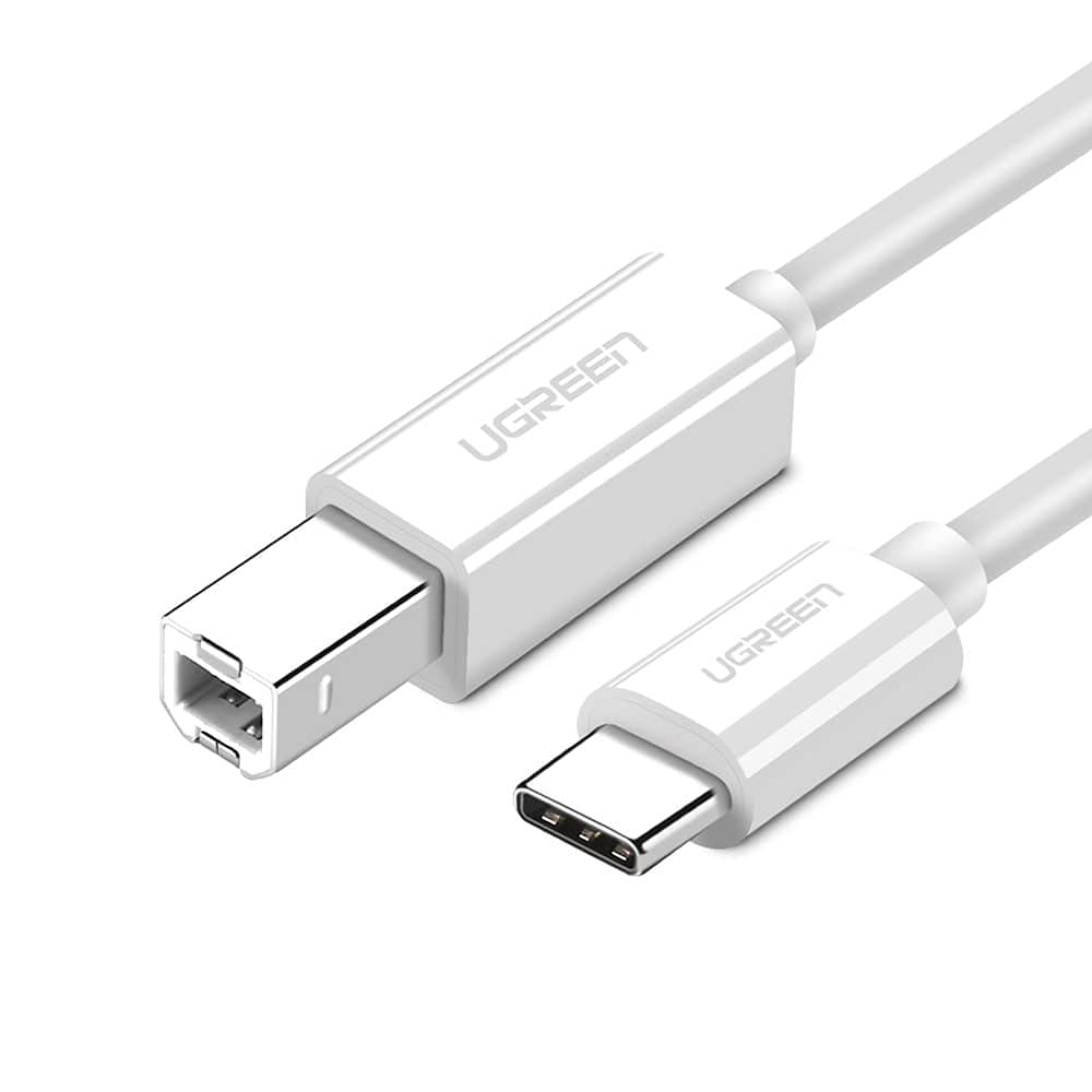 Ugreen Type-C USB B Yazıcı Kablosu, 1.5 Metre, Beyaz