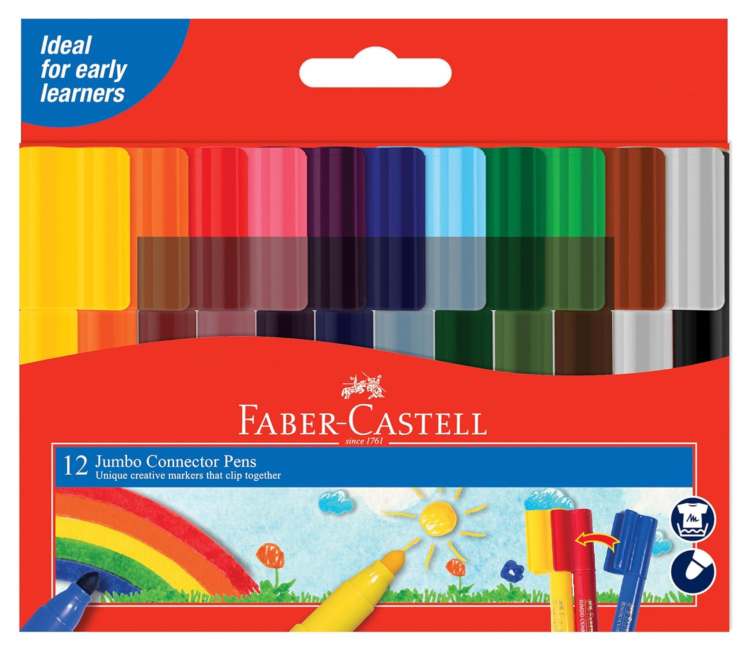Faber-Castell Eğlenceli Jumbo Keçeli Kalem,12'Li, 12 Renk