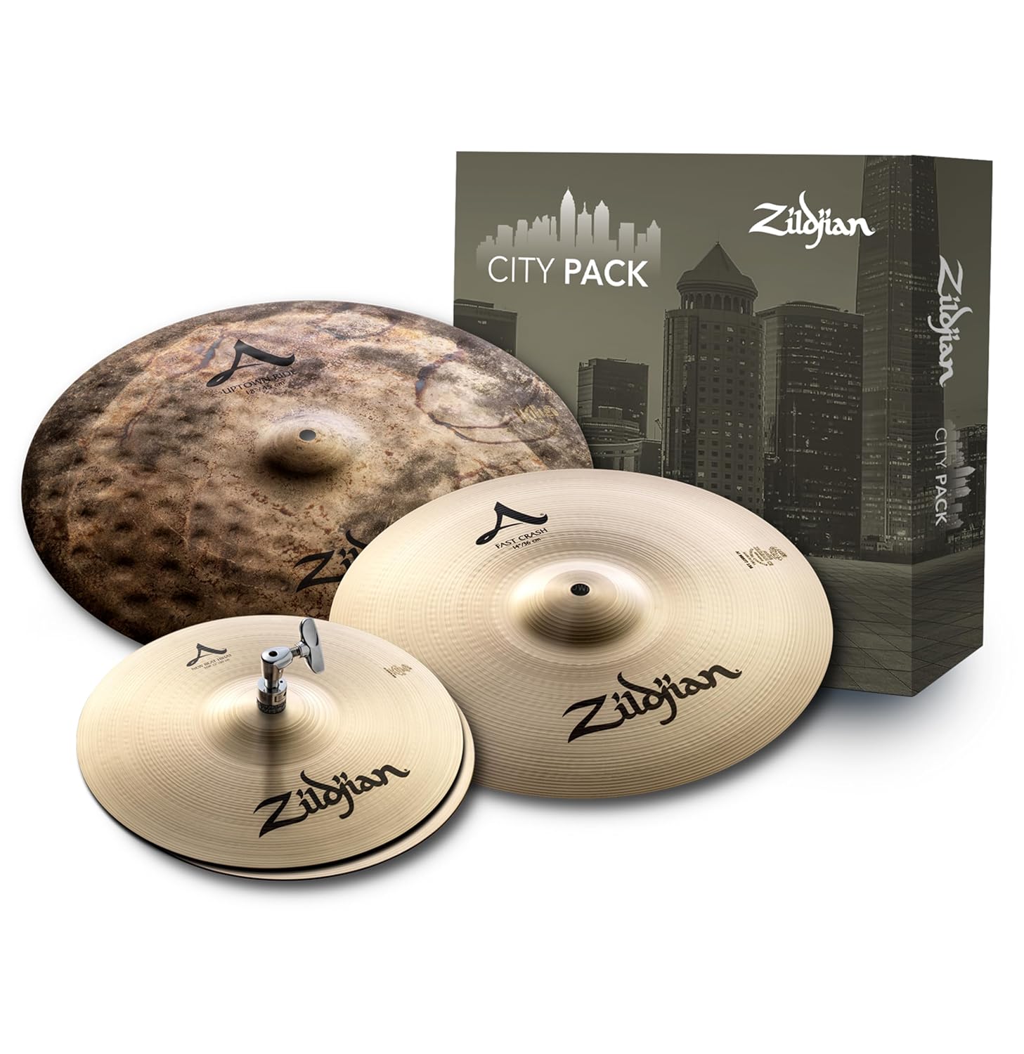 Zildjian A Zildjian Serisi City Cymbal Box Seti - 12" New Beat Hi-Hats, 14" Crash, 18" Uptown Ride