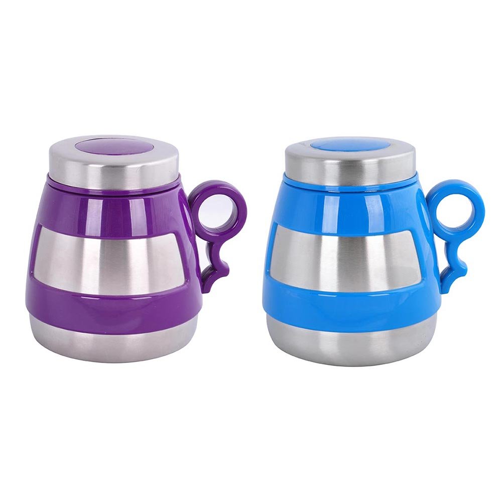 Andoutdoor AND431 İçi Dışı Çelik Plastik Desenli Kupa Mug, Mavi/Mor