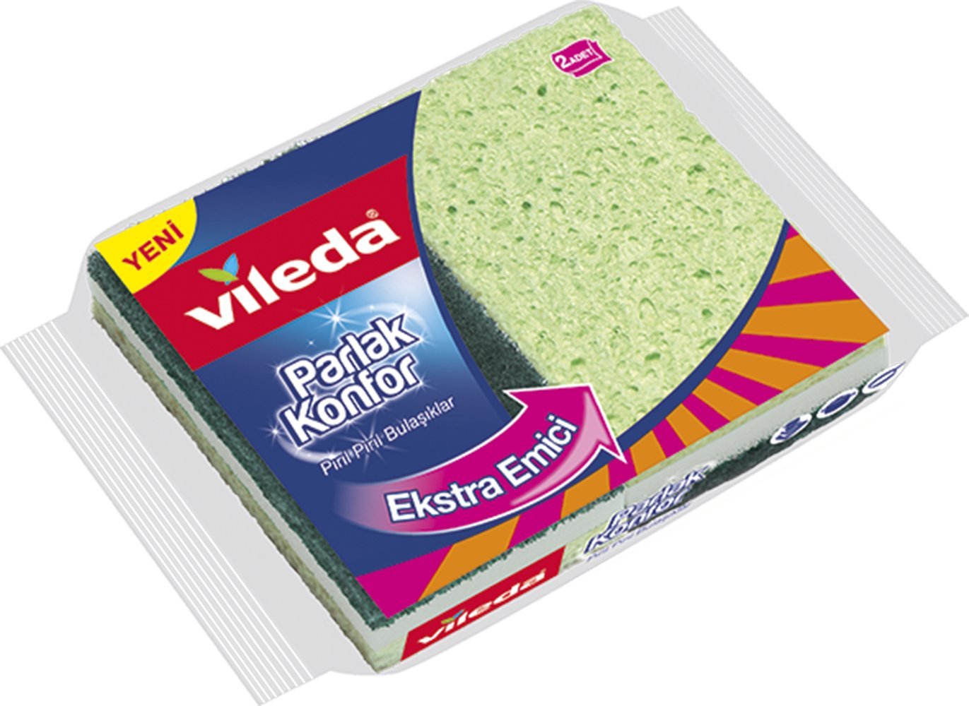 Vileda Konfor Düz Sünger, Ekstra Emici, 2'li Paket