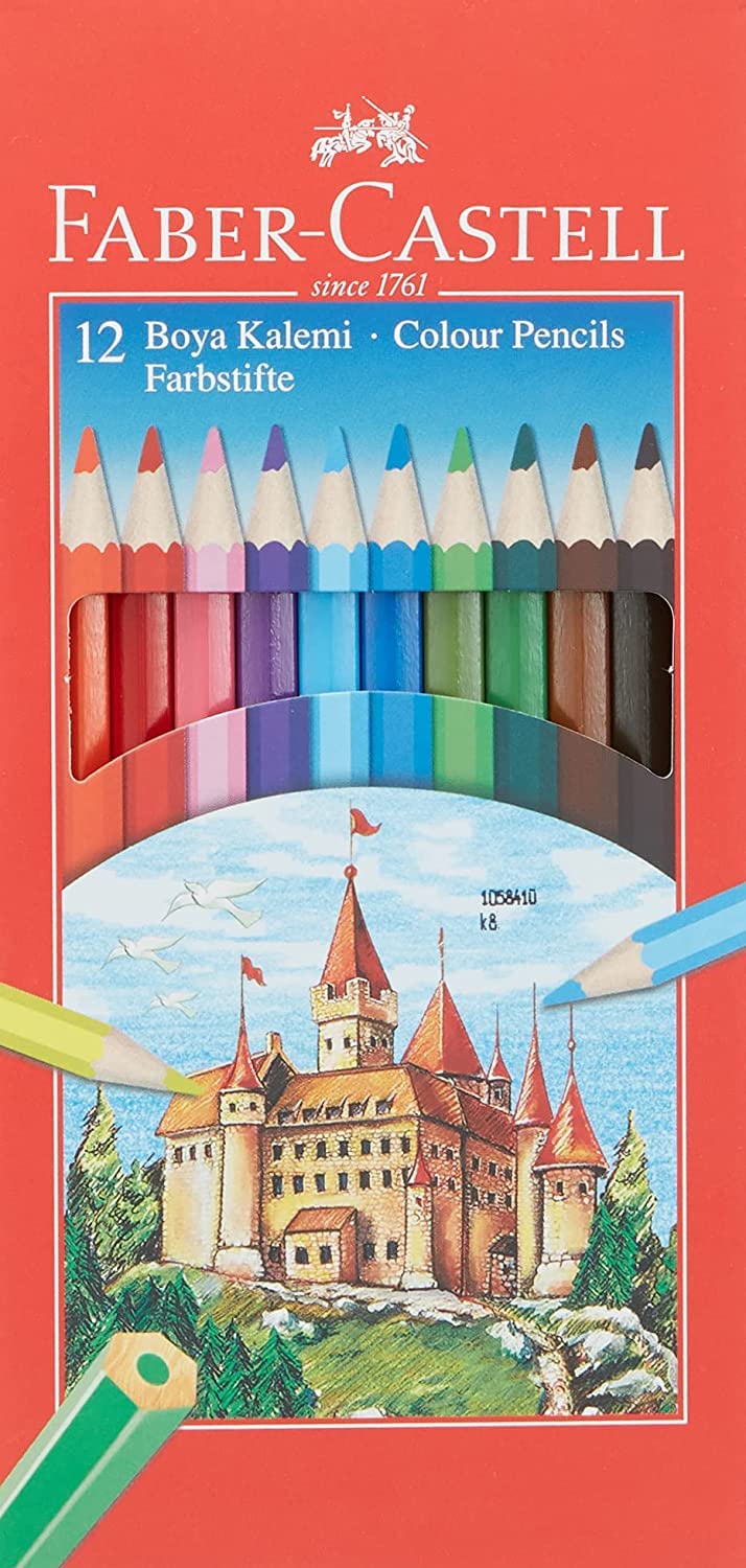 Faber-Castell Karton Kutu Renkli Boya Kalemi, 12 Renk, Yumuşak ve Canlı Renkler, Kolay Açılır, Kırıl