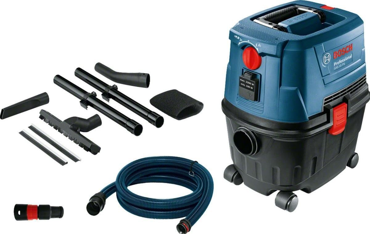 Bosch Professional GAS 15 PS Elektrikli Süpürge (1.100 W, Hazne hacmi, brüt: 15 lt)
