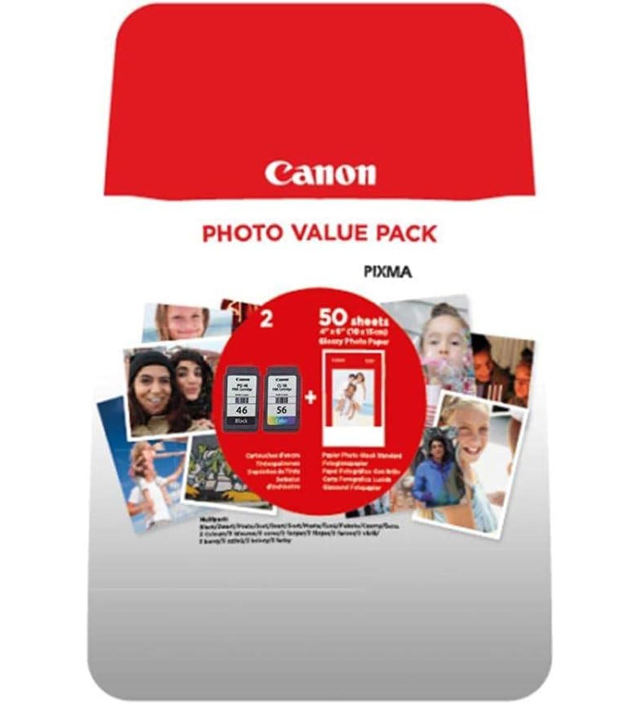 Canon PG-46/CL-56 Orijinal PHOTO VALUE PACK 9059B003, 300 Sayfa Baskı, Kırmızı