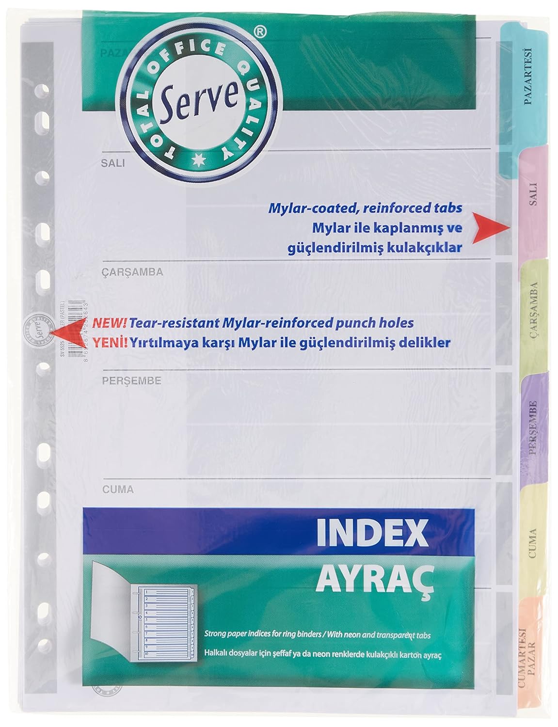 Serve Karton Ayrac Gunler A4