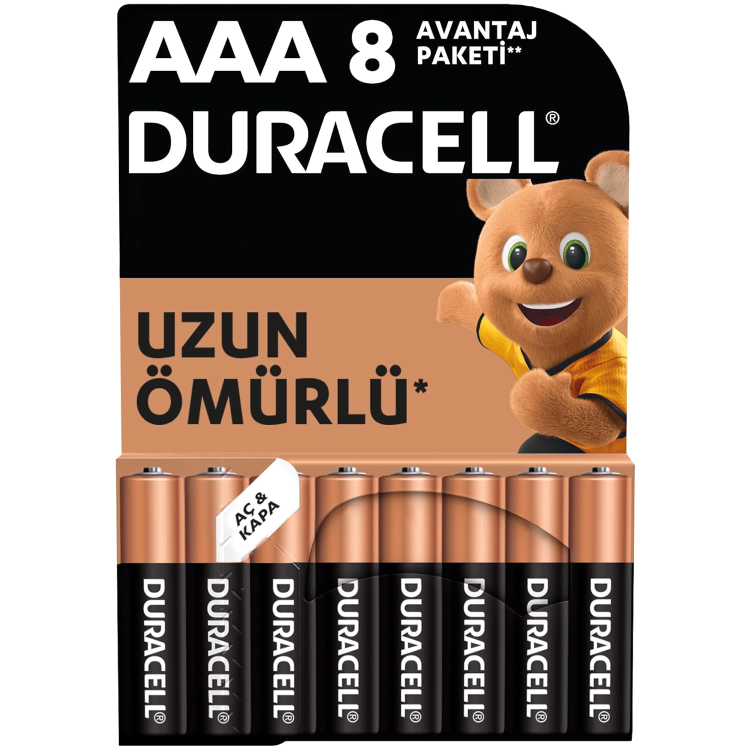 Duracell AAA Alkalim İnce Pil (8’li paket) 1,5 V LR03/MN2400