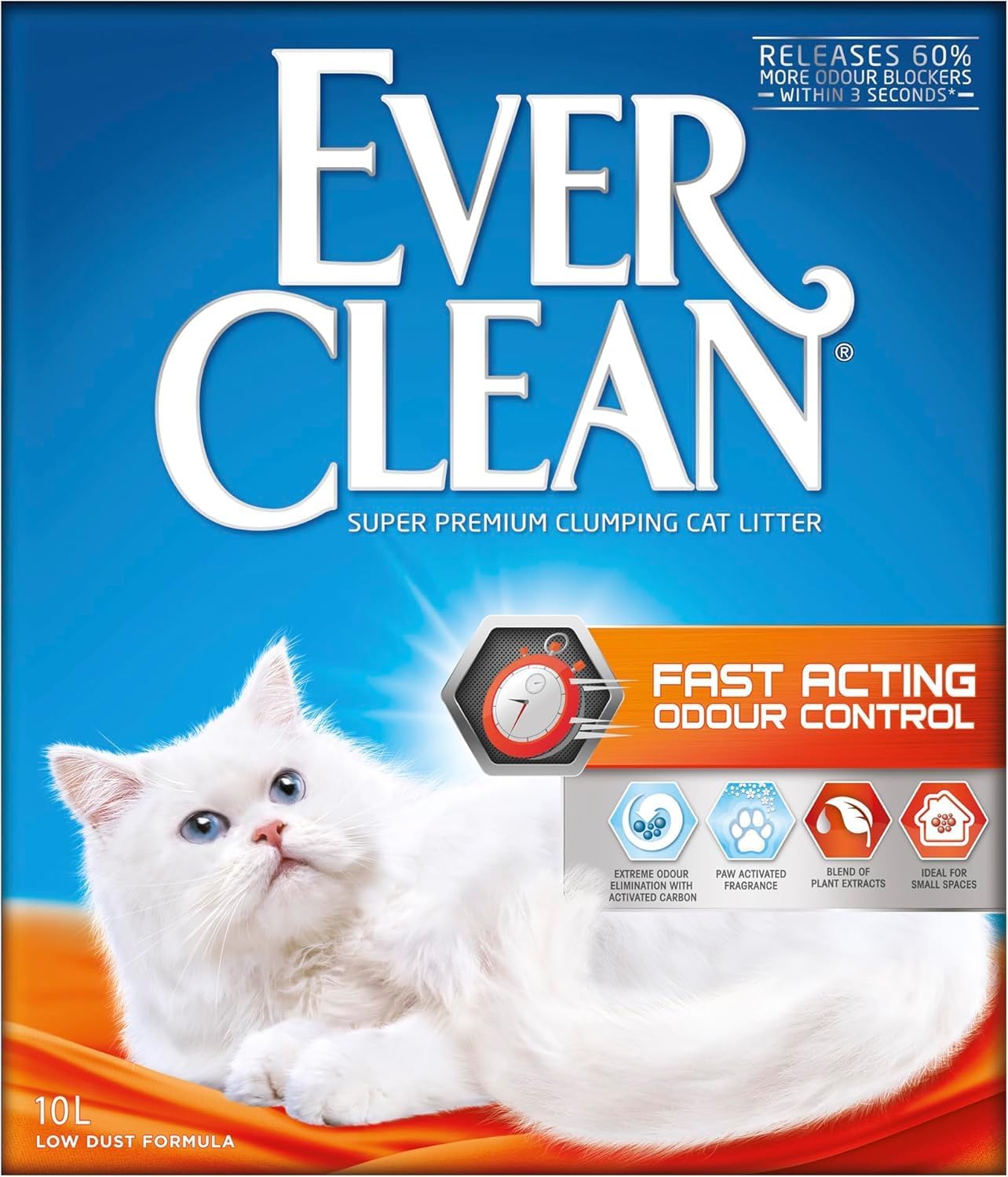 Ever Clean Fast Acting Odour Control Küçük Alanlar için İdeal Hızlı Etki Eden Koku Önleyici Kedi Kumu 10 Litre