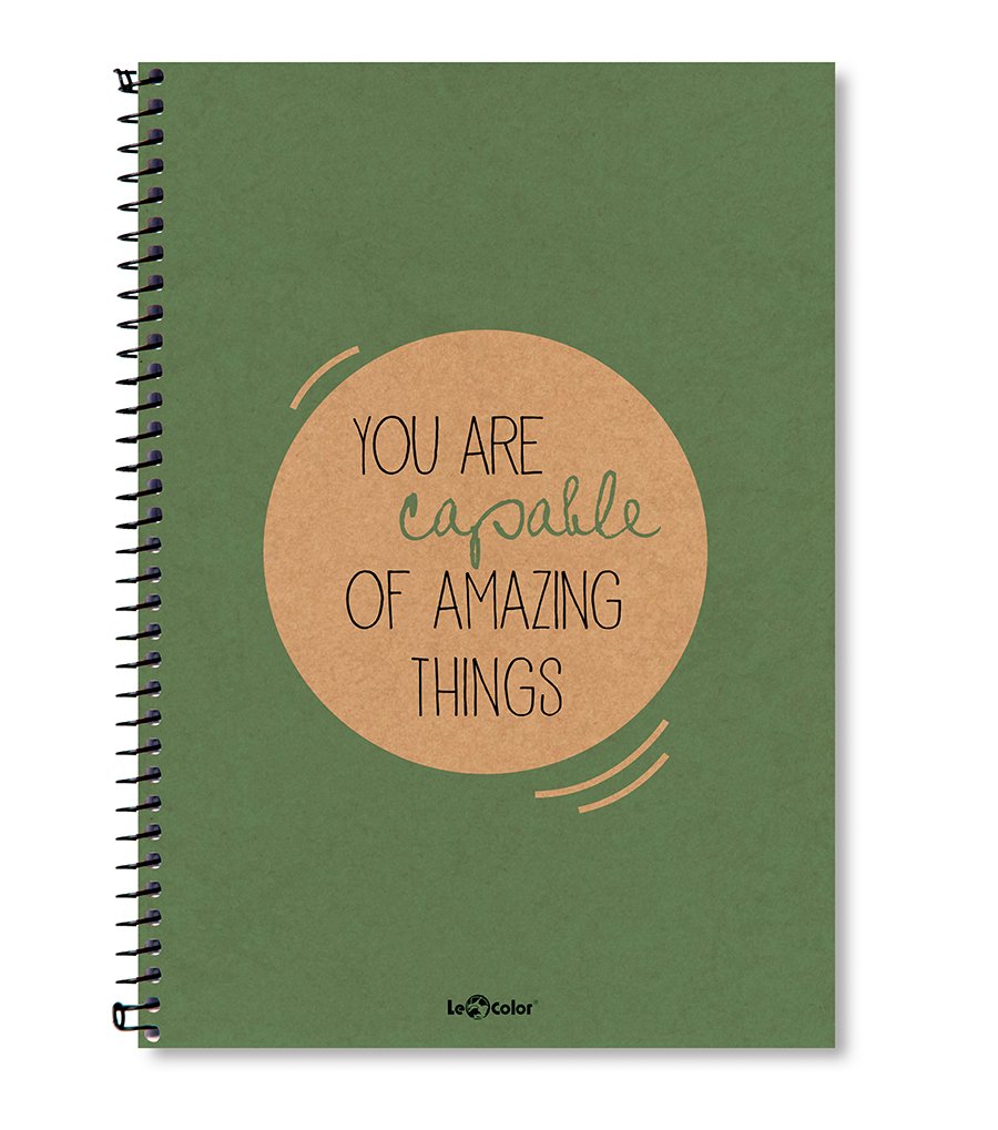 Lé Color 2015075/3 Eco Kraft Sert Kapaklı, Spiralli, Sarı Kağıtlı, 200 Sayfa, Kırmızı