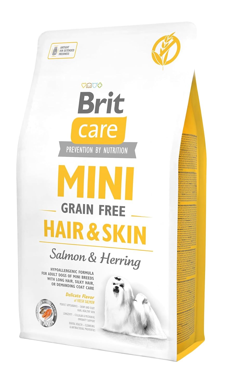 Brit Care Hair & Skin, Deri Ve Tüy Hassasiyeti Olan Minik Irk - Yetişkin Köpekler İçin Tahılsız, Hipoalerjenik Somon Balıklı Ve Ringa Balıklı Kuru Mama, 2 kg