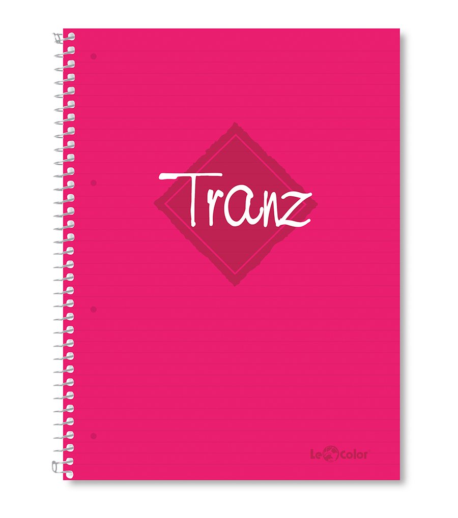Lé Color 2012095/1 Tranz PP Kapak, 1.hamur kağıt Spiralli defter, Pembe
