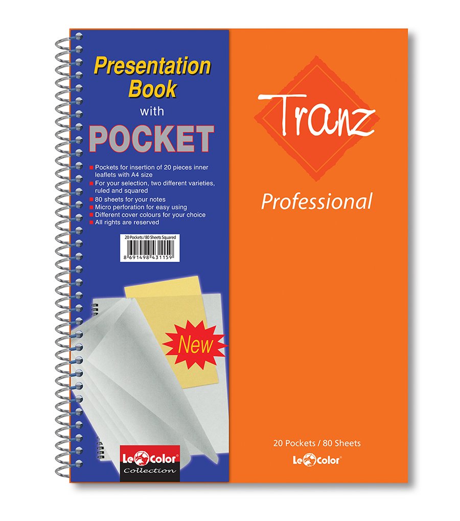 Lé Color 33700/2 Tranz Professional PP Kapak, 1.hamur kağıt 20 adet dosya poşeti içerir, Turuncu
