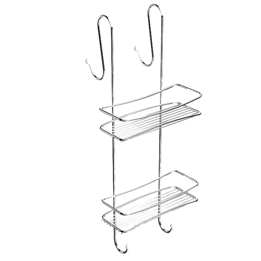 Tekno-tel BK065 2 Katlı Duş Rafı Sabunluk, 11 x 25 x 60 cm, Krom