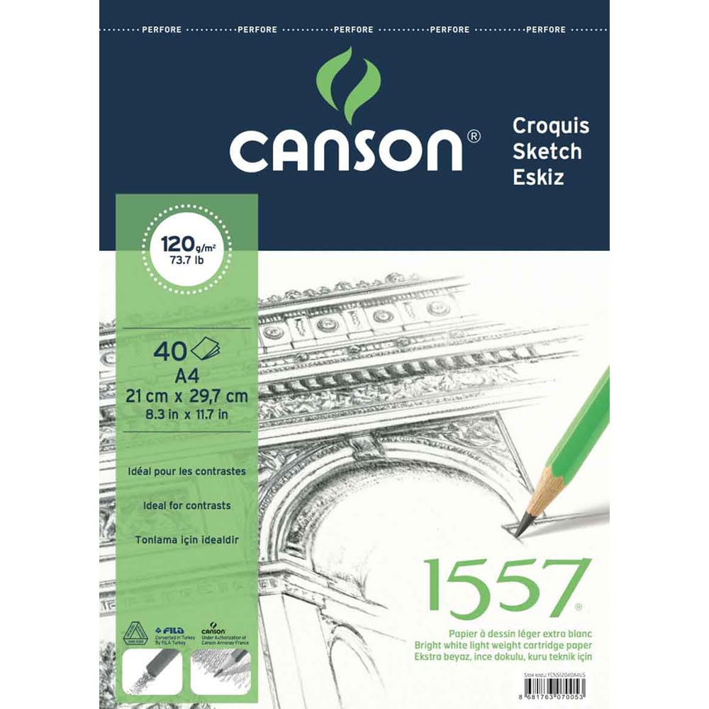 Canson 1557 Resim Ve Çizim Blok 120Gr A4 40Yp Üstten Spiralli Resim Defteri