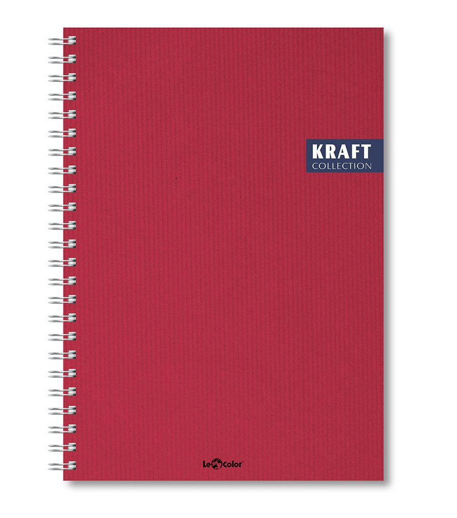 Le Color Kraft Ofis Defter Spiralli Çizgili Kırmızı
