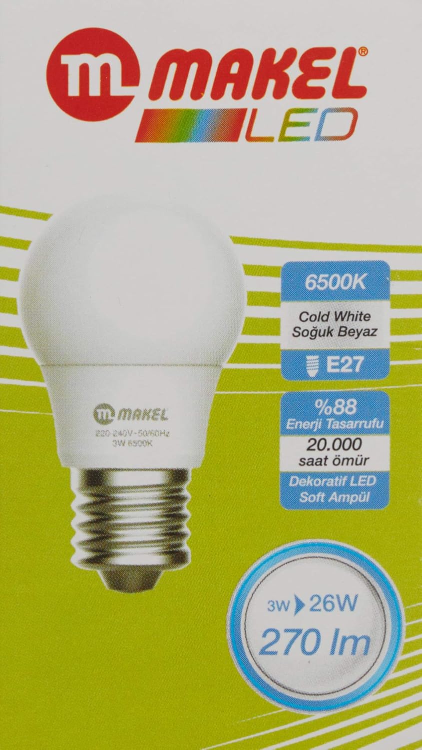 Makel Led Ampul, 3 W, 6500 K, Soğuk Beyaz