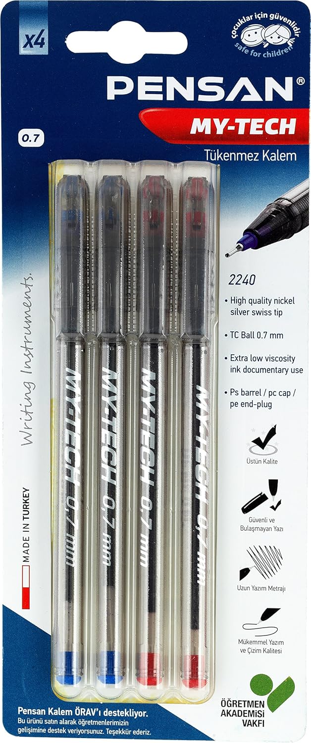 Pensan 0,7 Mm My-Tech Tük.Kalem Karışık 4 Lü Bls - PE02240TKMT04