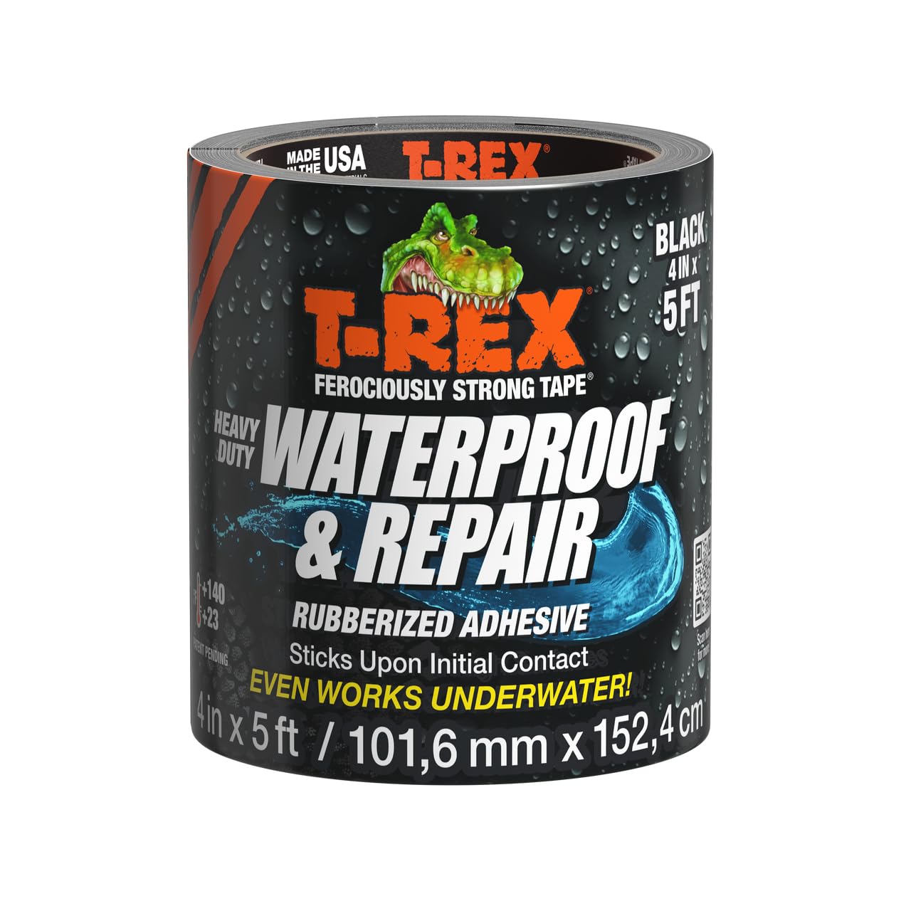 T Rex su geçirmez yapışkan bant, 101 mm x 1,52 cm, R Flex teknolojisi, su altında etki eden güçlü bir yapışkan bant, sızıntıları kapatır ve onarır