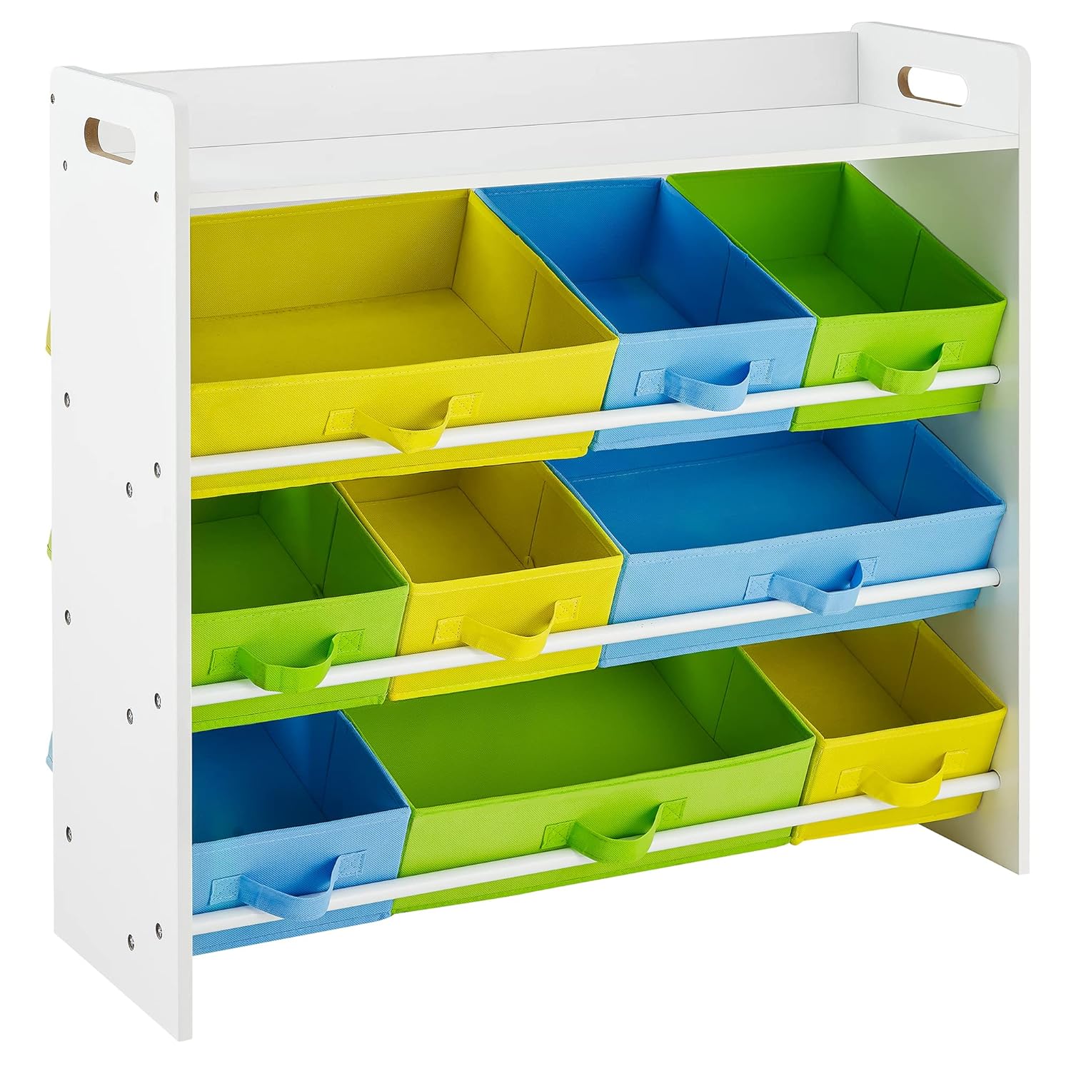 SONGMICS Çocuk Odası Rafı, 9 Çıkarılabilir Polar Sepetli Oyuncak Düzenleyici, Çocuk Odası Için Oyuncak ve Kitaplık, Beyaz Çerçeve, Gkr31Wt, 78 X 26,5 X 82,5 Cm