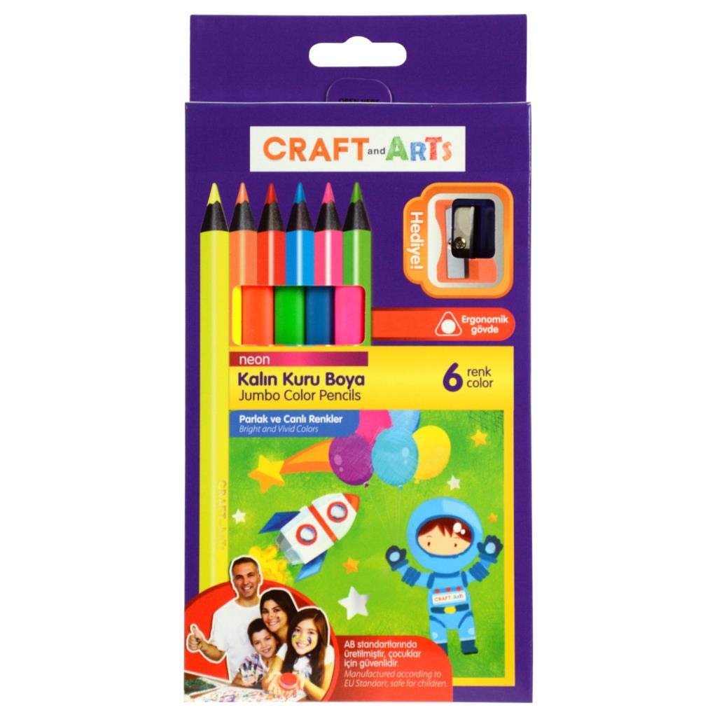 Craft and Arts Kuru Boya Jumbo Neon 6'lı