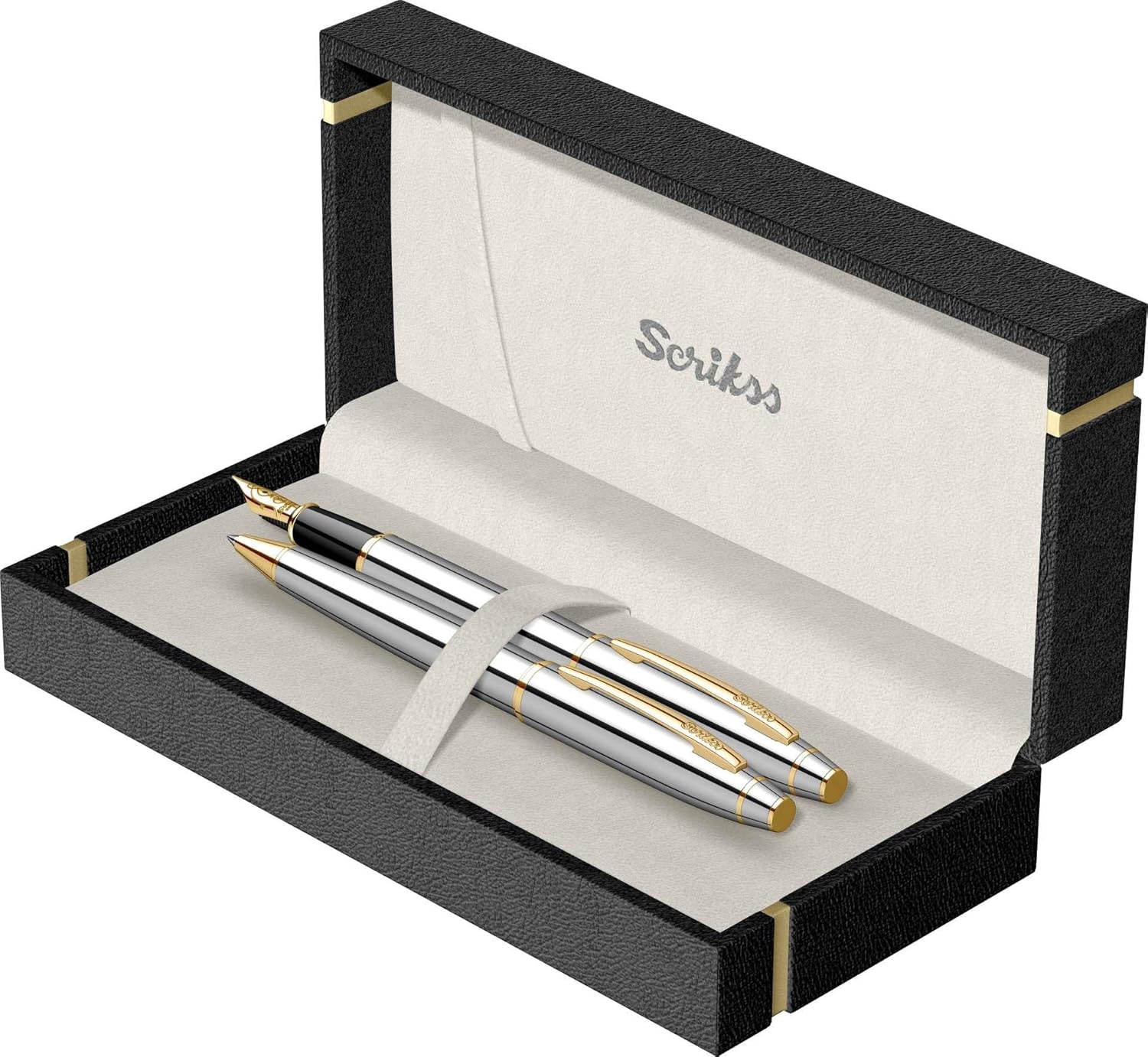 Scrikss Noble 35 Dolma Kalemtükenmez Kalem Takım Krom Altın