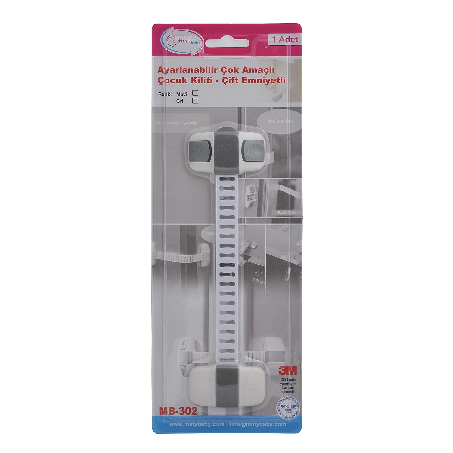 Miny Baby Unisex Buzdolabı, Dolap Çok Amaçlı Kilit (Gri)