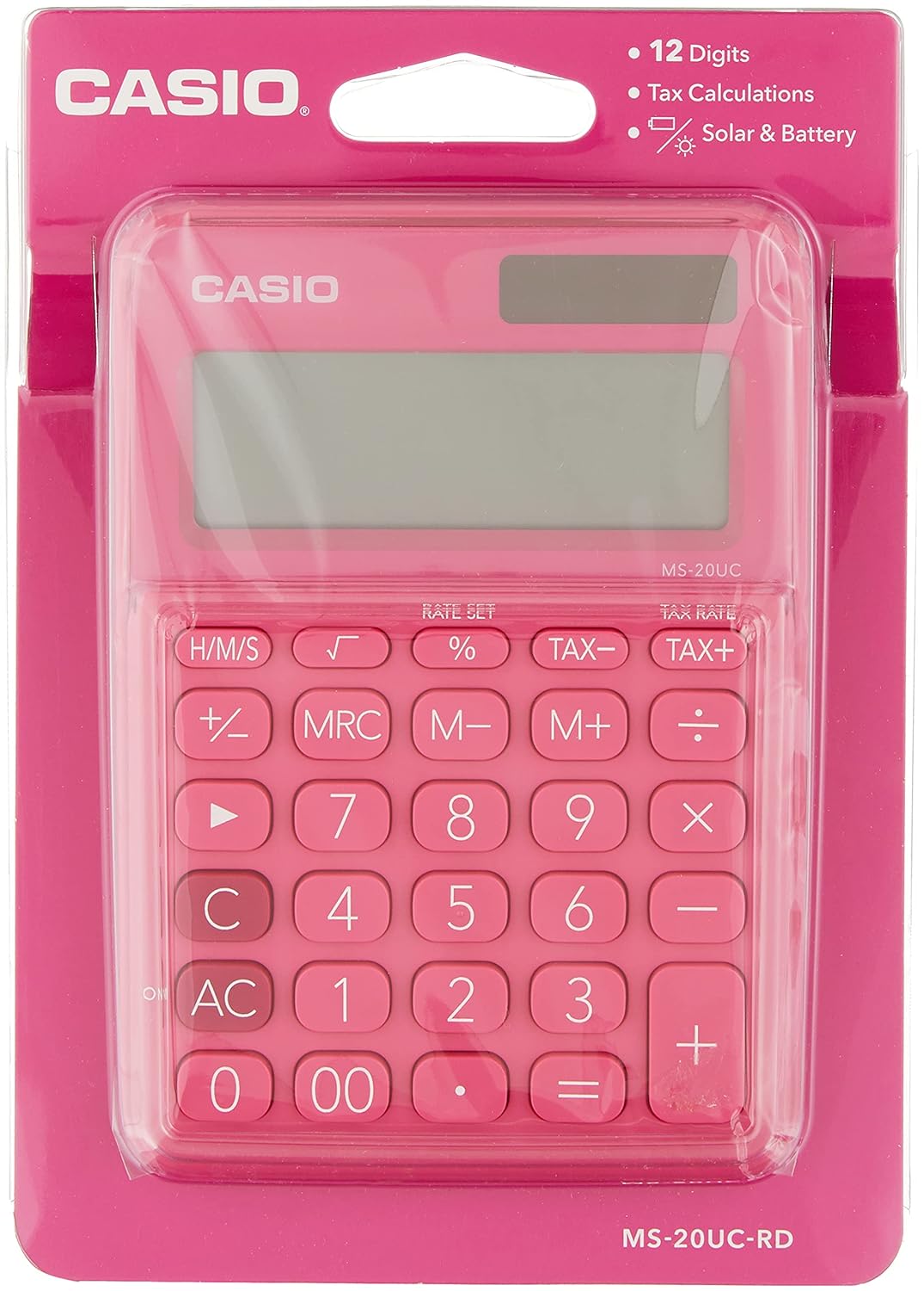 Casio Ms-20Uc-Rd-N-Dc Casio Mini Masa Hesap Makinesi, Pembe