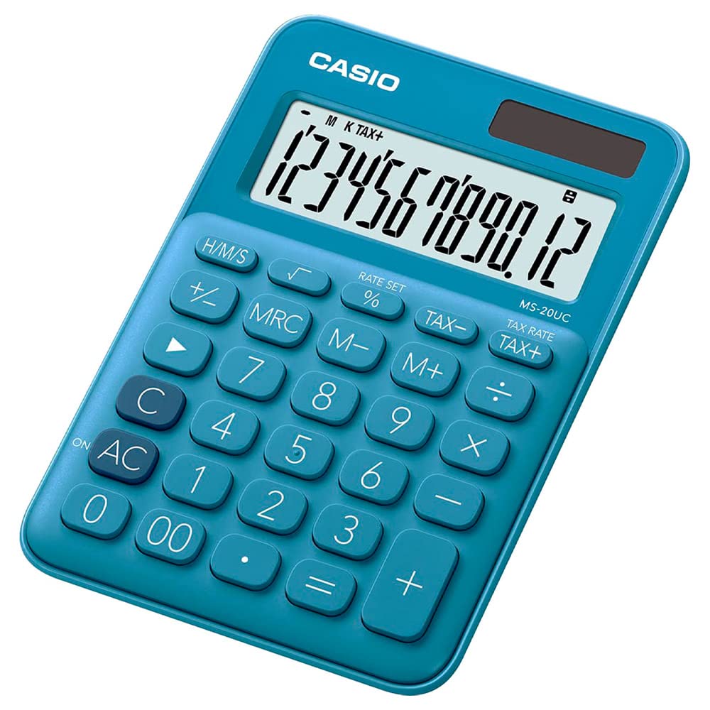 Casio Ms-20Uc-Bu-N-Dc Casio Mini Masa Hesap Makinesi, Mavi