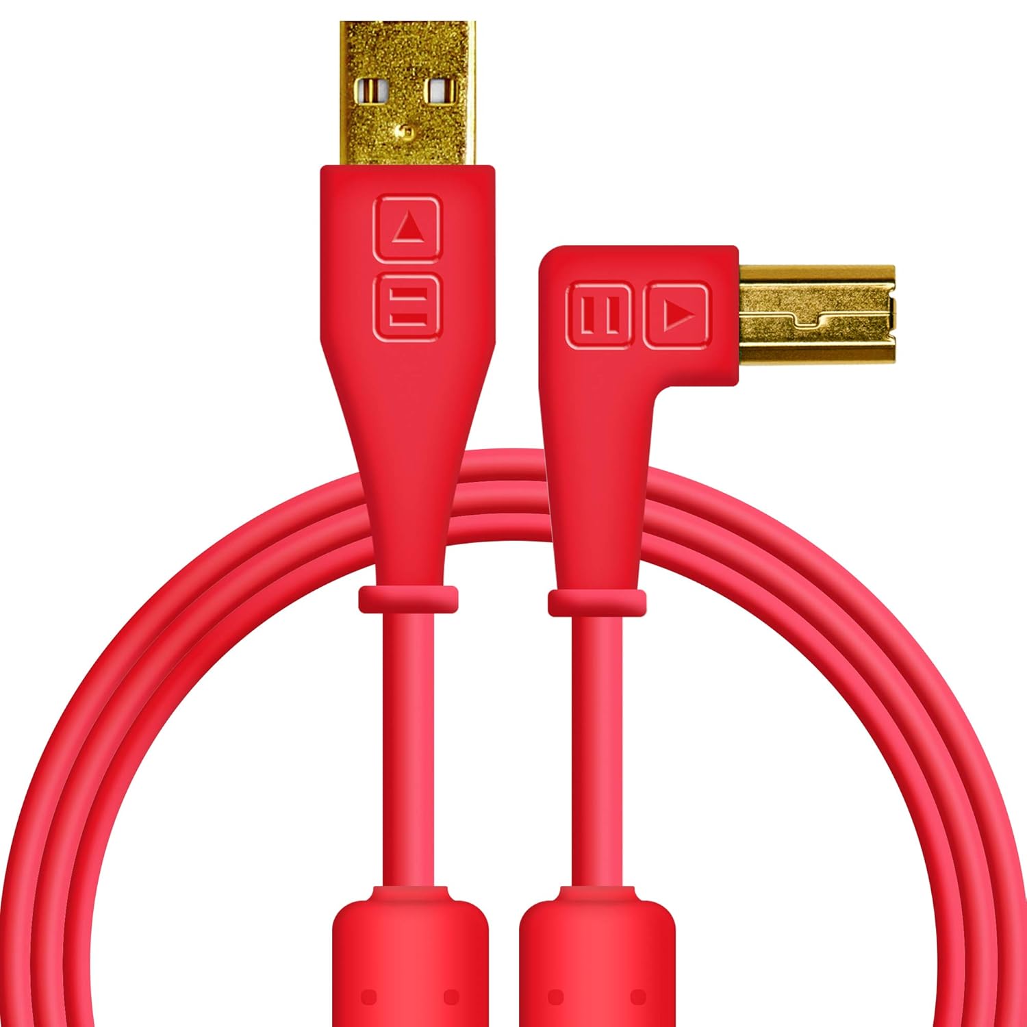 DJ TechTools Chroma Cables USB-A to B - 1.5mt | Right Angled Red