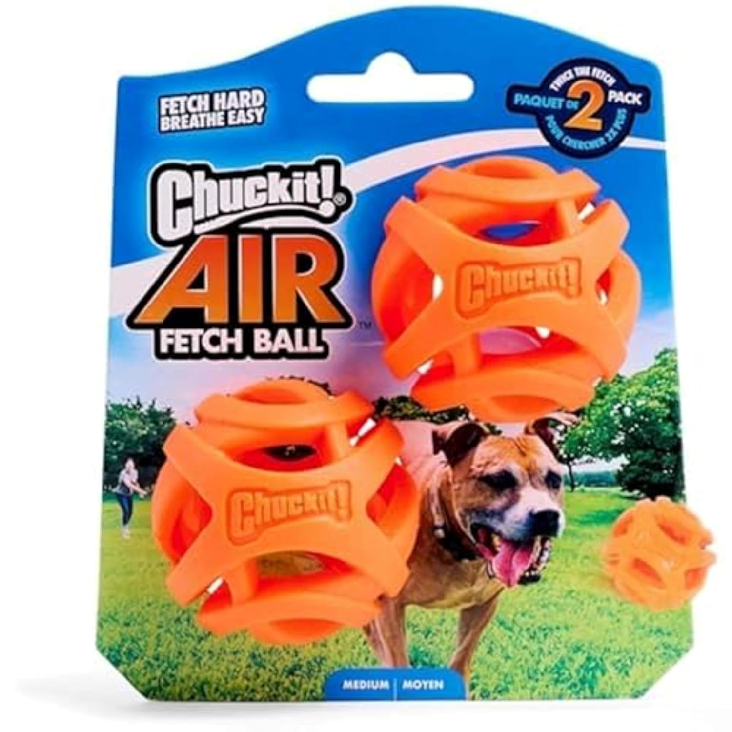 Chuckit! Air Fetch Ball Köpek Oyuncağı, Orta (6,4 cm çap), 9-27 kg köpekler için, 2'li paket