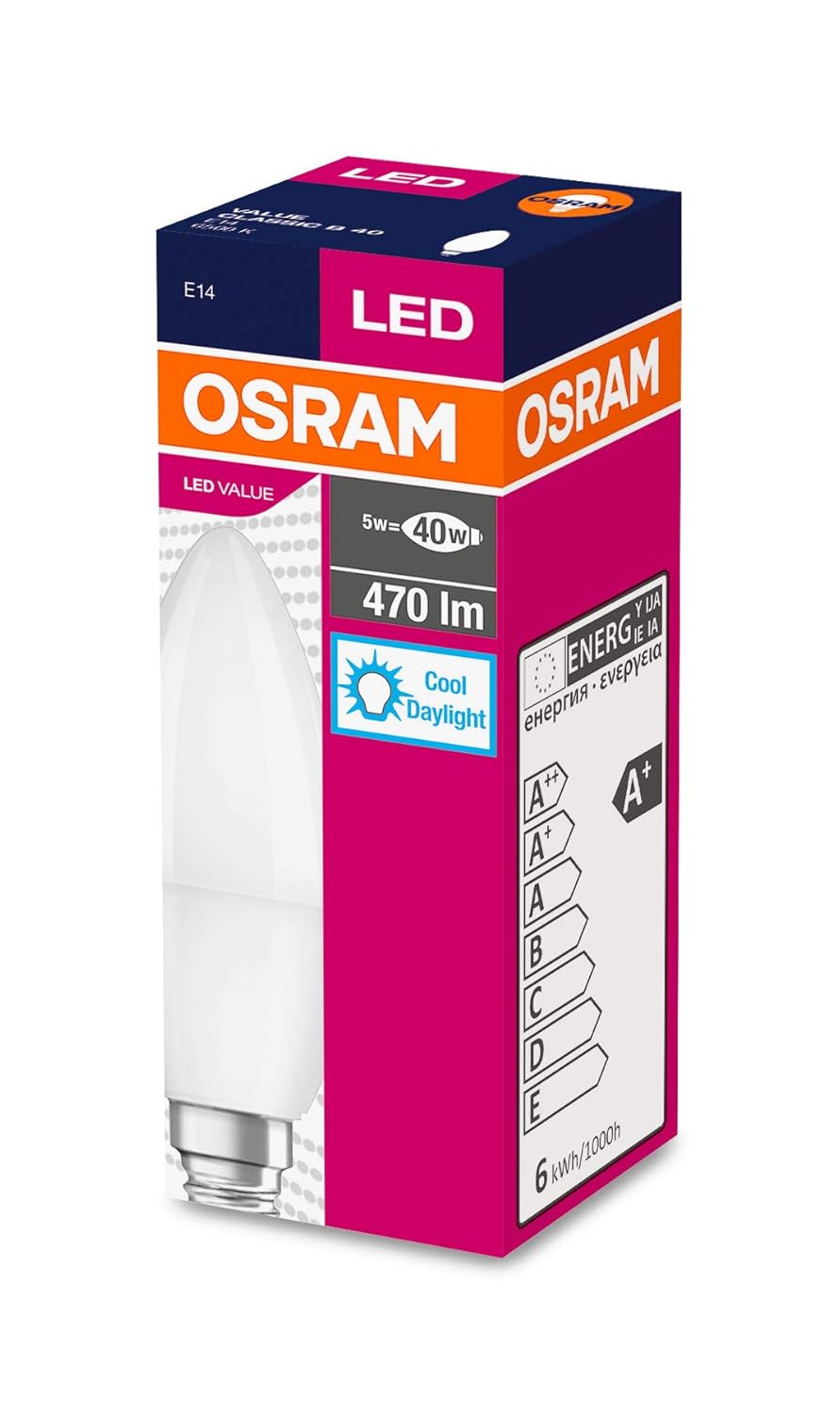 Osram Led 10'lu Paket Mum CLB 40 5W 470 Lümen 6500 Kelvin Beyaz Işık E14 Duy Ampul