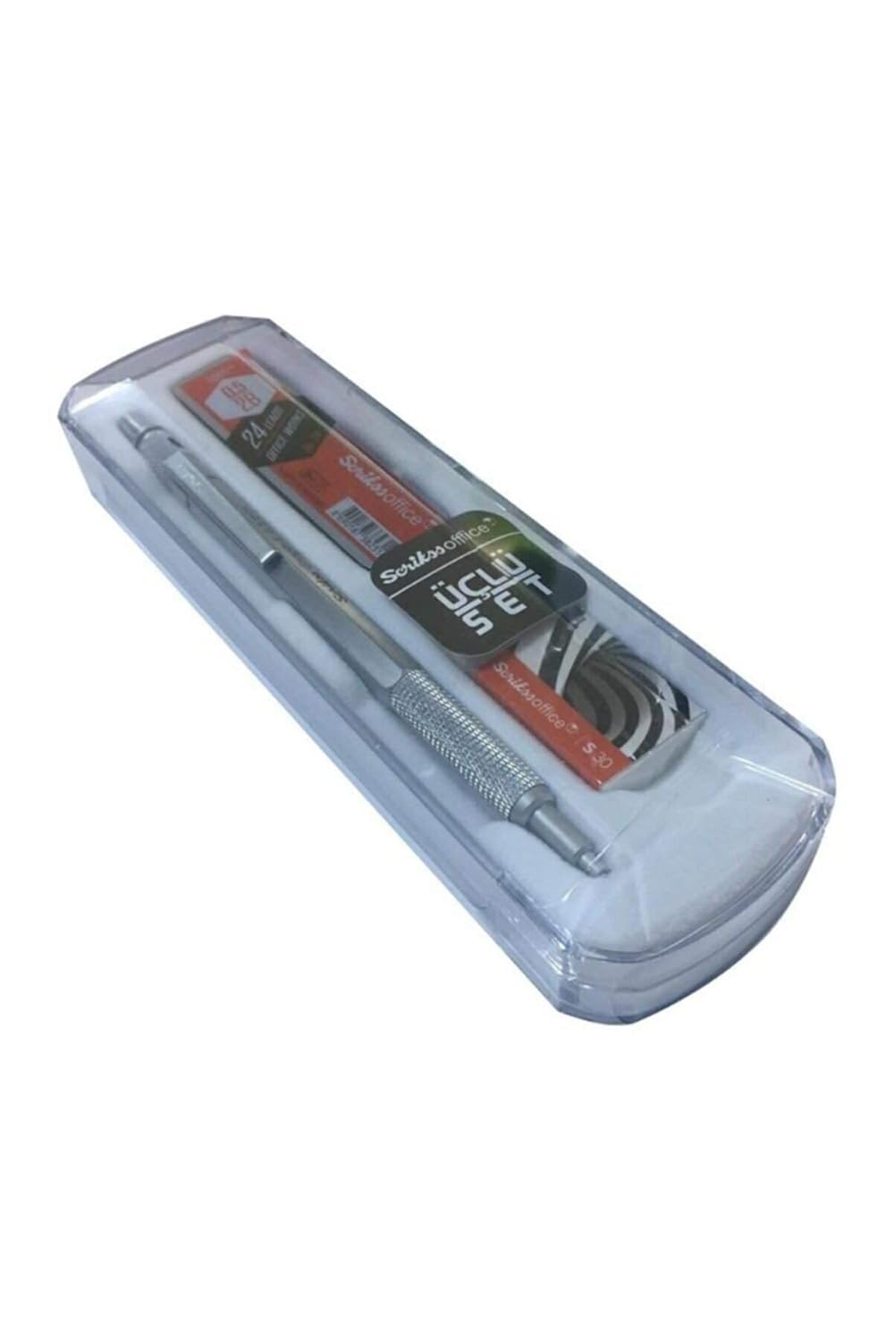 Scrikss Office Graphx 3'lü Set Mekanik Kurşun Kalem Silgi Min Saten Gri 0.5 Mm