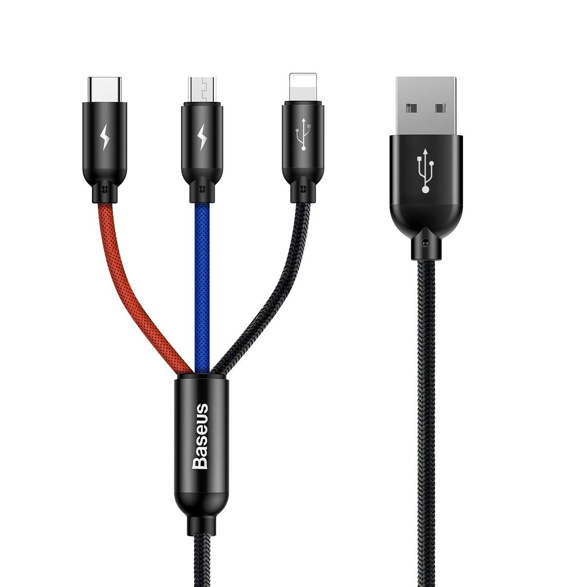 Baseus 3 in 1, Lightning için Şarj & Data Aktarım, Micro USB & USB-C için Şarj Kablosu, 0.3 Metre, S