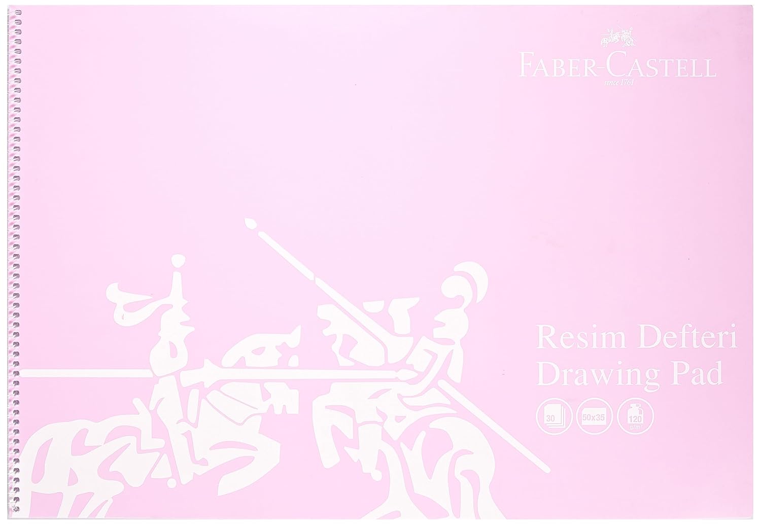 Faber-Castell Resim Defteri, 35x50 cm, 30 Yaprak, Spiral Cilt, PP Kapak, 120g Kaliteli Kağıt, Asorti Renkler, Dayanıklı ve Çevre Dostu