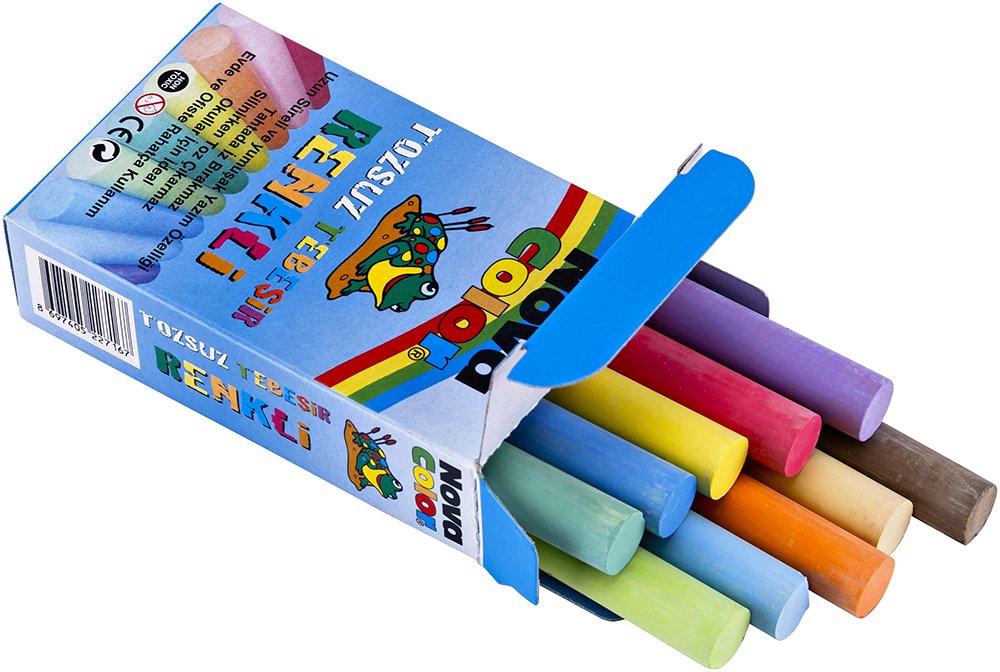 Nova Color NC-4111 Tozsuz Tebeşir 10' lu Renkli