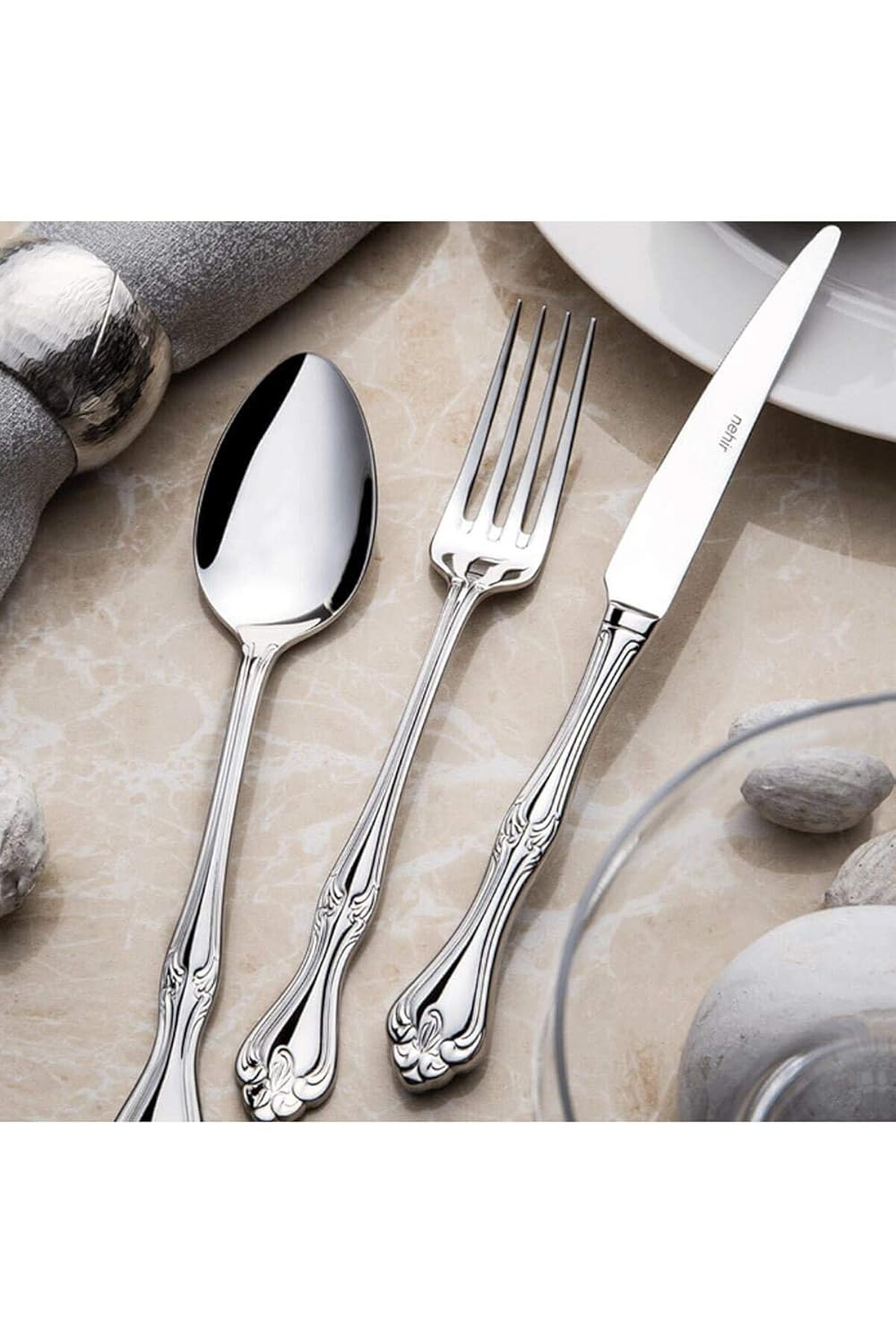 Nehir Lalezar Sade 12 Kişilik 89 Parça Deri Kutulu Çatal Kaşık Bıçak Takımı