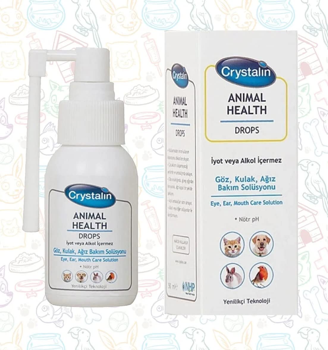 Crystalin Kedi Köpek İçin Göz, Kulak Ve Ağız Bakım Solüsyonu 50 Ml