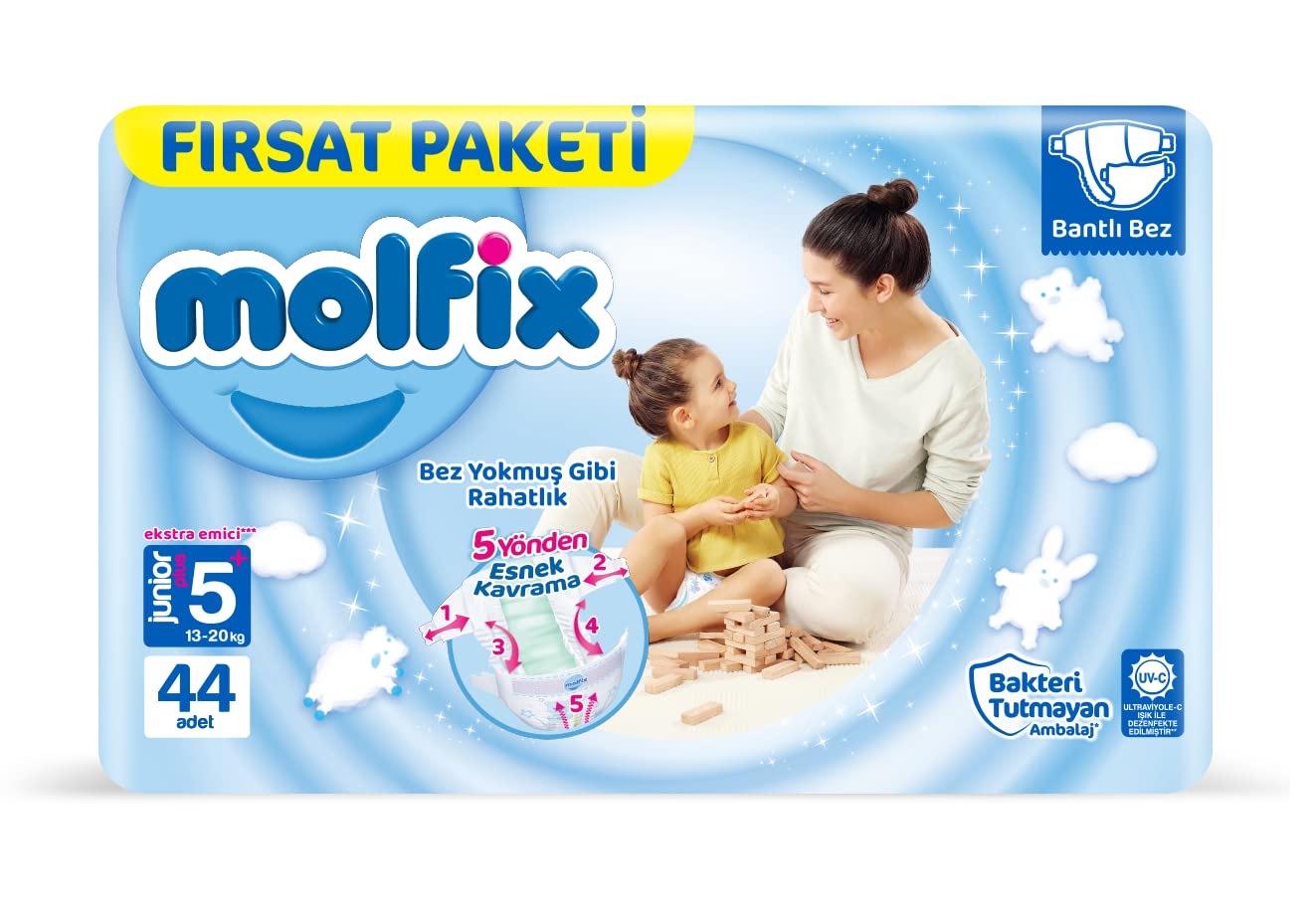 Molfix Bebek Bezi 3D Juniorplus 5+ Beden Fırsat Paketi 44 Adet