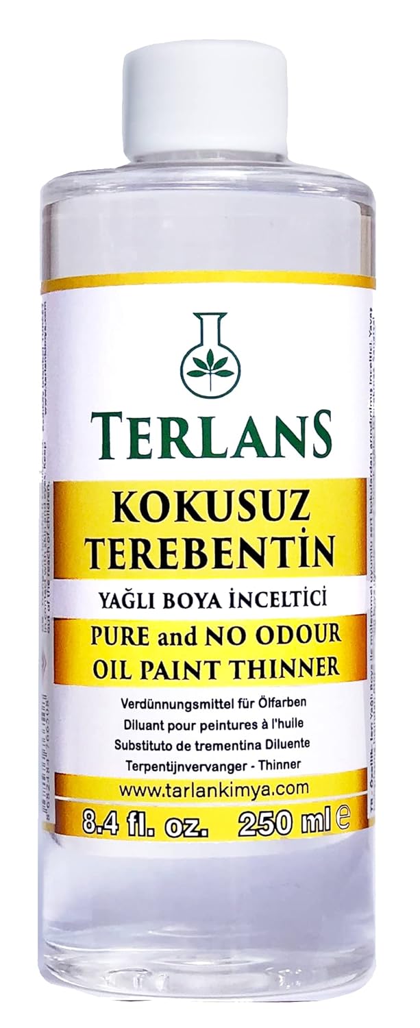 TERLANS Kokusuz Terebentin 250 ml | Yağlı Boya İnceltici | Kokusuz, Düşük Uçuculu Profesyonel Resim Malzemesi ve Atölye Kullanımı için
