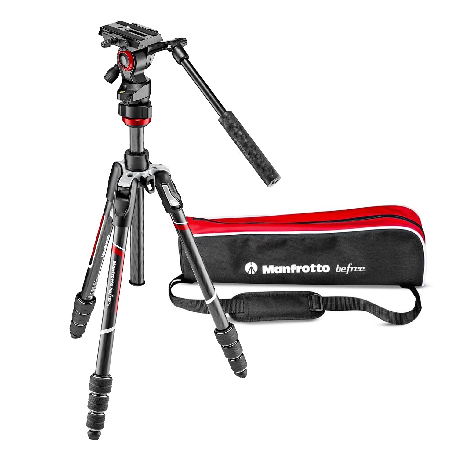Manfrotto MVKBFRTC-LIVEUS Befree Live Karbon Fiber Video Tripod Seti, Sıvı Başlı, M-Lock Bükümlü Bacak Kilitleri, Siyah