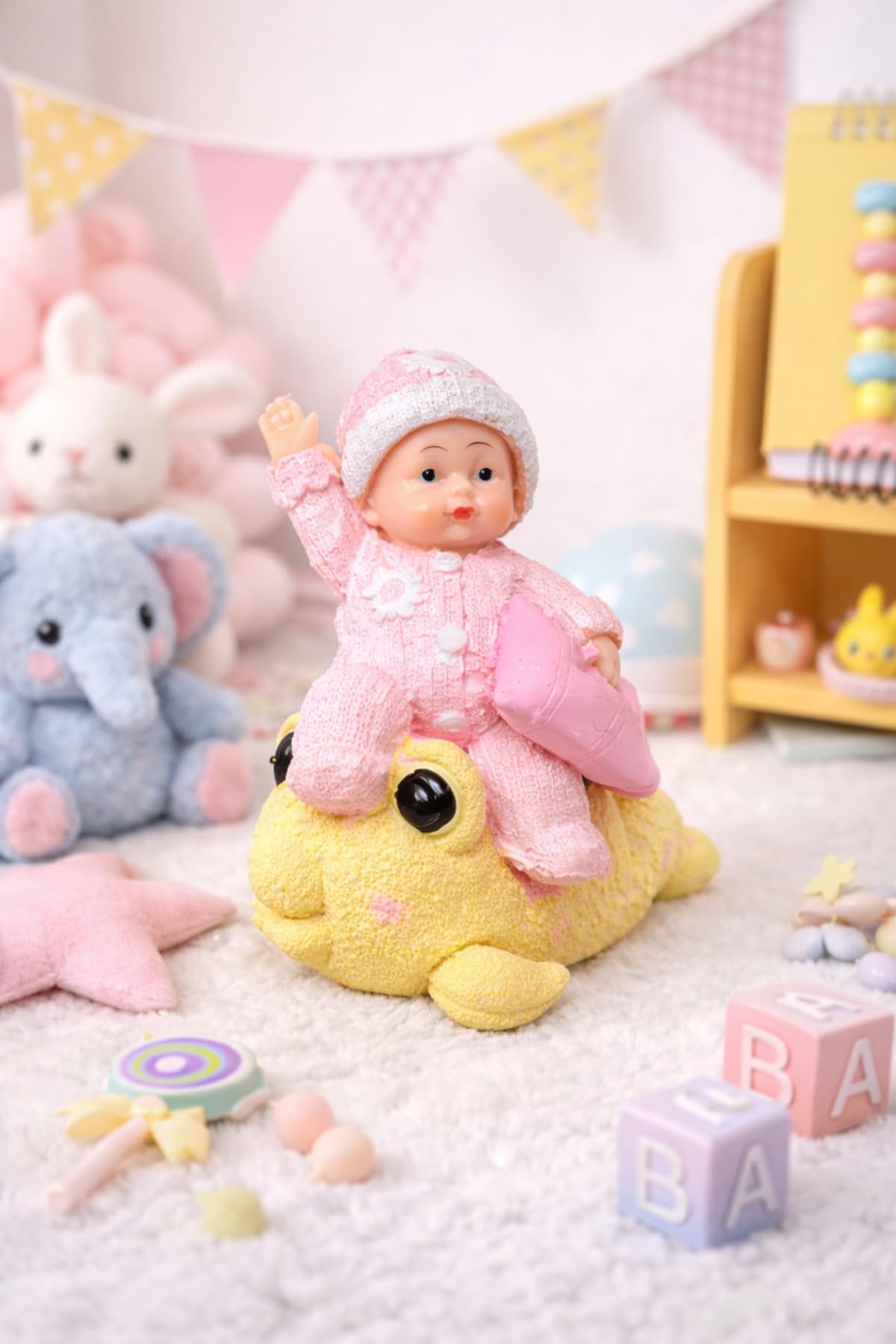 BUFFER® Decotown Hediyelik Sevimli Pembe Bebek Biblo Polyester Süs Eşyası