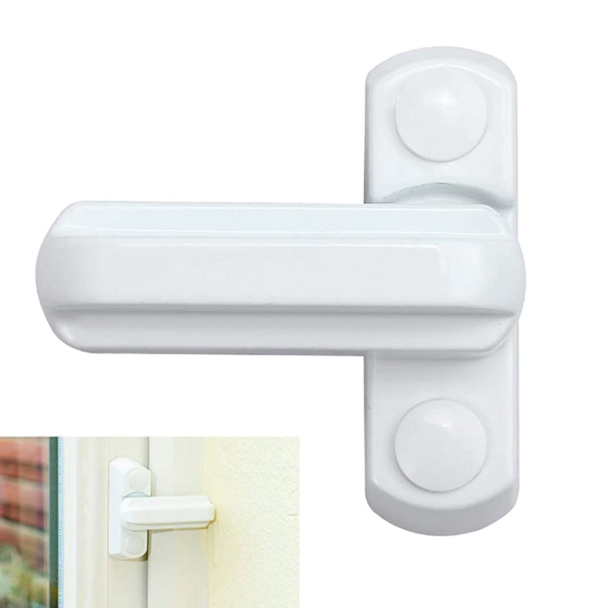 BUFFER® PVC Pimapen Pencere Cam Balkon Kapısı Güvenli Emniyet Kilidi, ‎3 x 4 x 8 cm