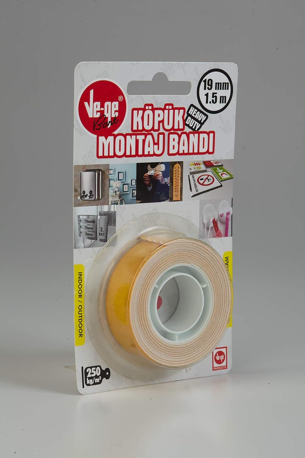 Ve-qe BA5000190015-3AC Köpük Montaj Bandı-3 (Ağır), 19 mm x 1.5m