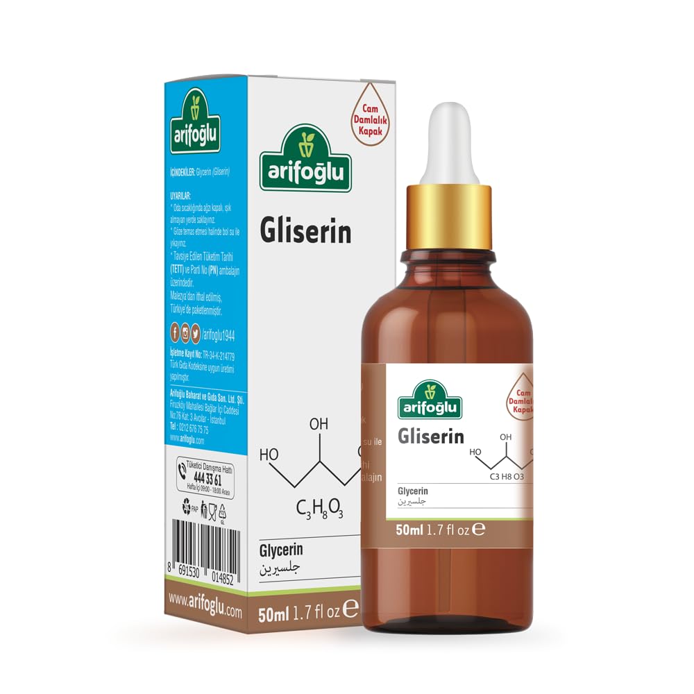 Arifoğlu Gliserin 50ml | Cildinizi nemlendirir ve yumuşatır. Kuru ciltler için ideal doğal bakım sağlar / Arifoğlu Glycerin 50ml, moisturizes and softens skin. Ideal for dry skin with its natural care
